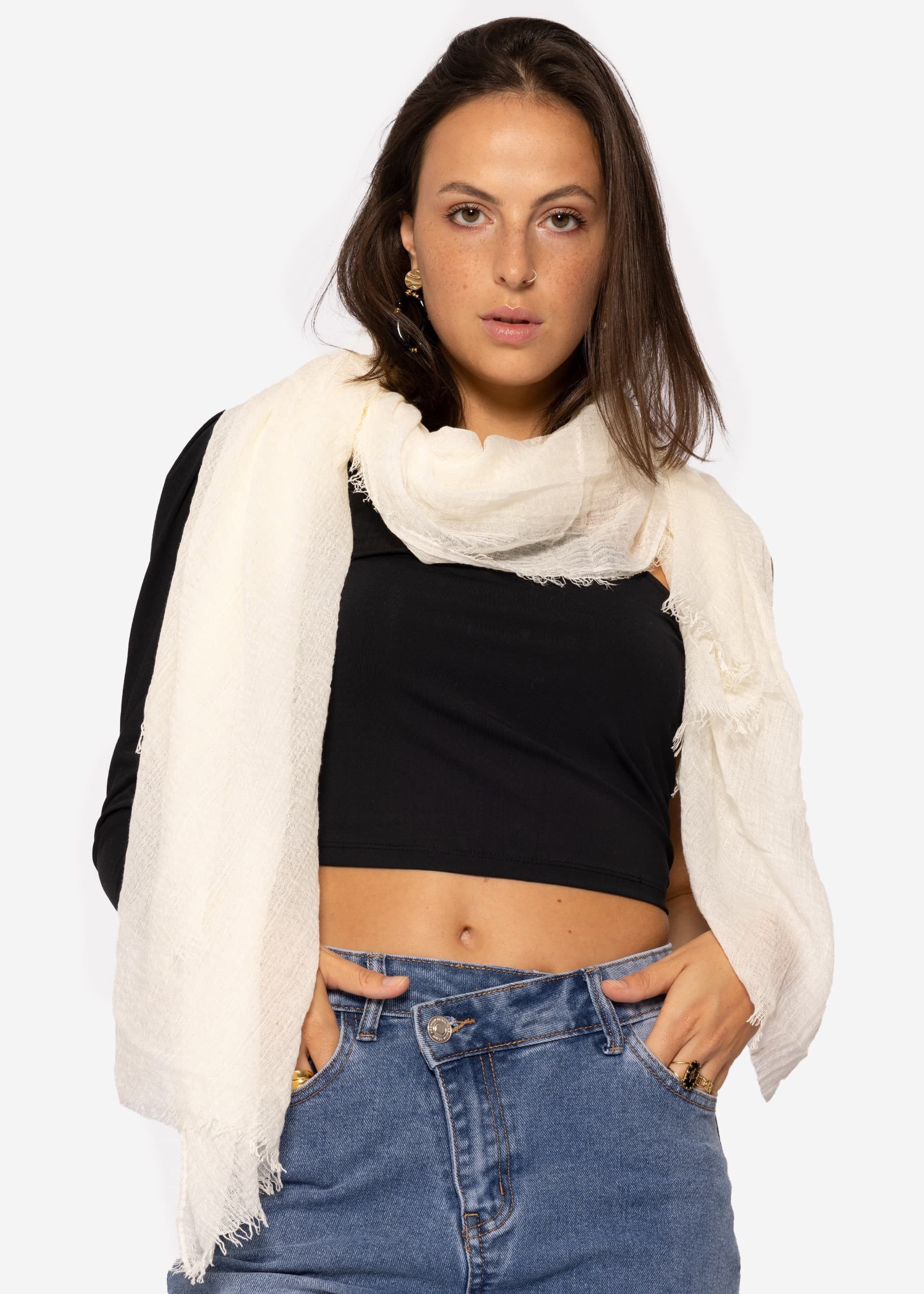 SASSYCLASSY Schal Musselin Schal für Damen, Weicher Schal aus Viskose mit a günstig online kaufen