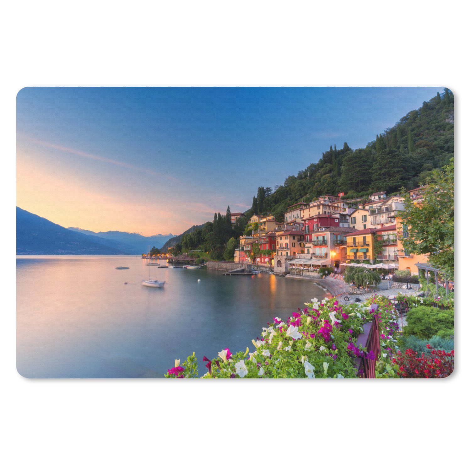 MuchoWow Mauspad Italien - Sonnenuntergang - See (1-St), Mousepad XXL für Tastatur und Maus, Gaming Setup, Desk Mat, 120x80 cm
