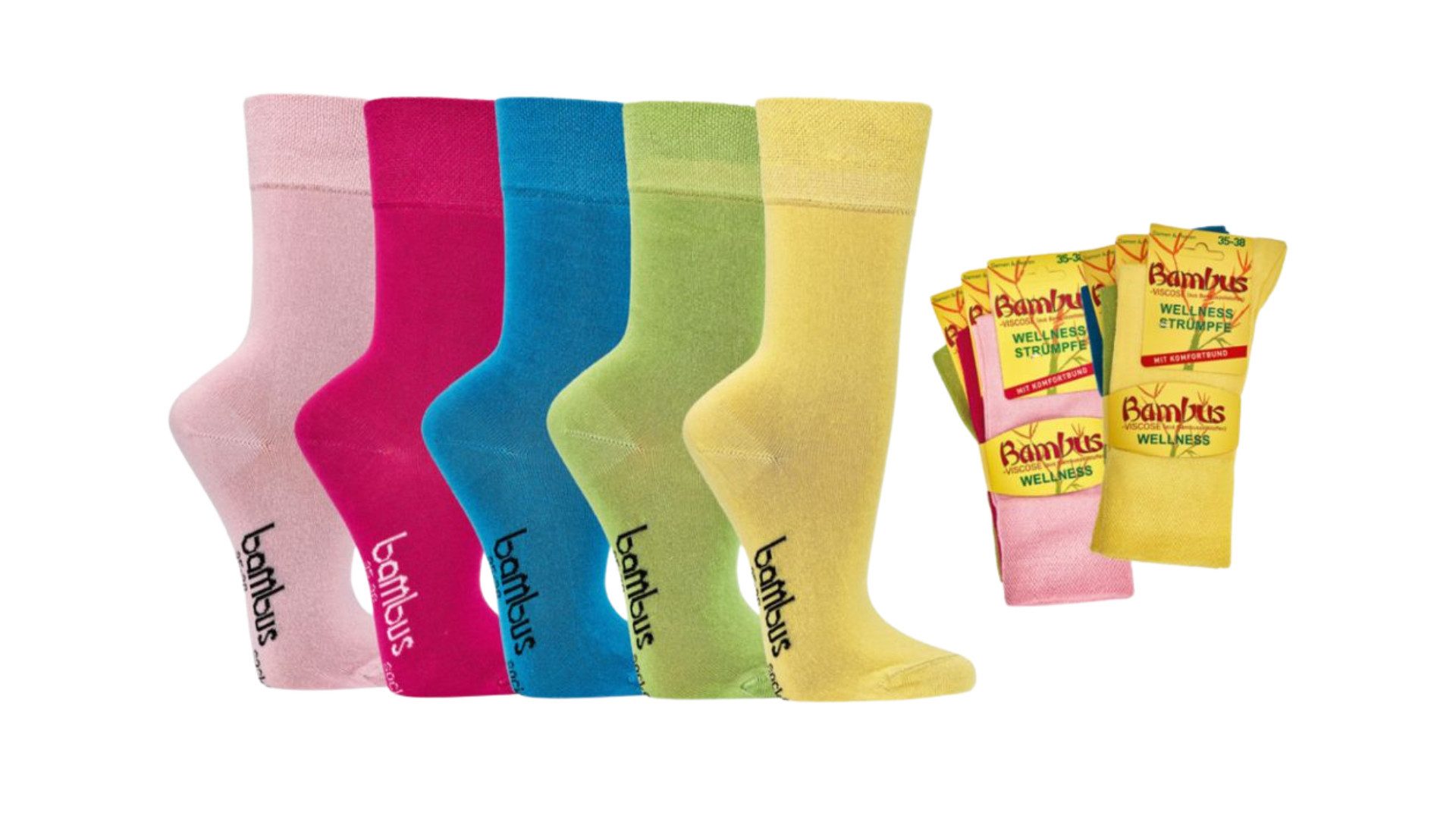 Wowerat Basicsocken Bambus Viskose Socken pastell Bambussocken Softrand ohne Gummi (6 Paar) Schriftzug auf der Sohle