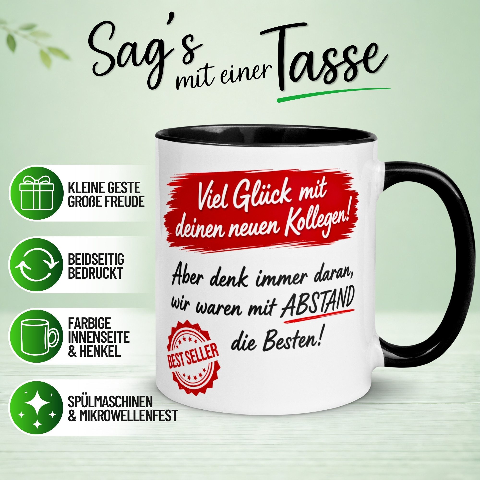Momentals Tasse Wir waren mit Abstand die Besten – Abschiedsgeschenk Kollegin Kollegen, Gratis Versand · Links-&Rechtshänder · Spülmaschinenfest