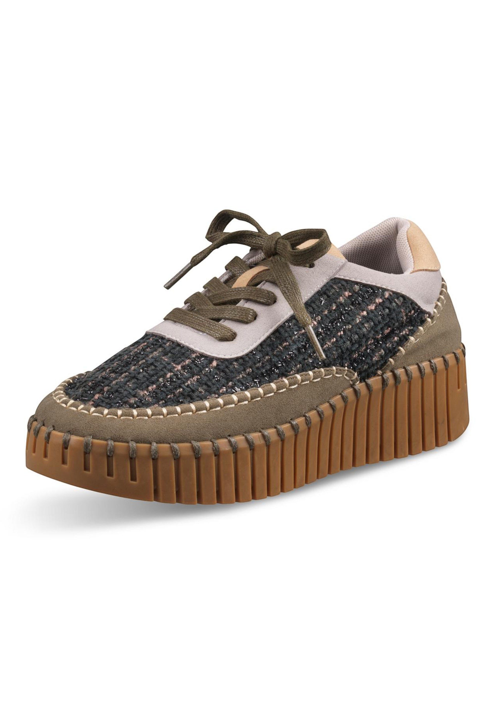 Ilse Jacobsen TULIP4500 Sneaker Bouclé, Materialmix, Keilsohle, Farbblocking