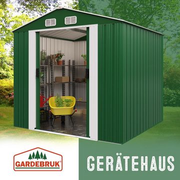 Gardebruk Gerätehaus, XL Metall 5m³ mit Fundament 196x132x188cm Schiebetür Grün