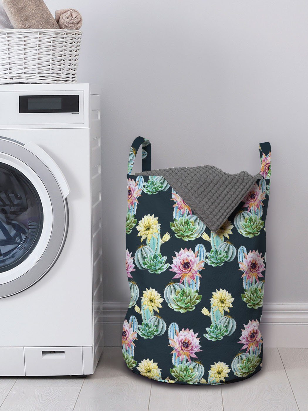 Griffen Aquarell Wäschesäckchen Abakuhaus Waschsalons, Kaktus Wäschekorb für Foliage Stil mit Kordelzugverschluss