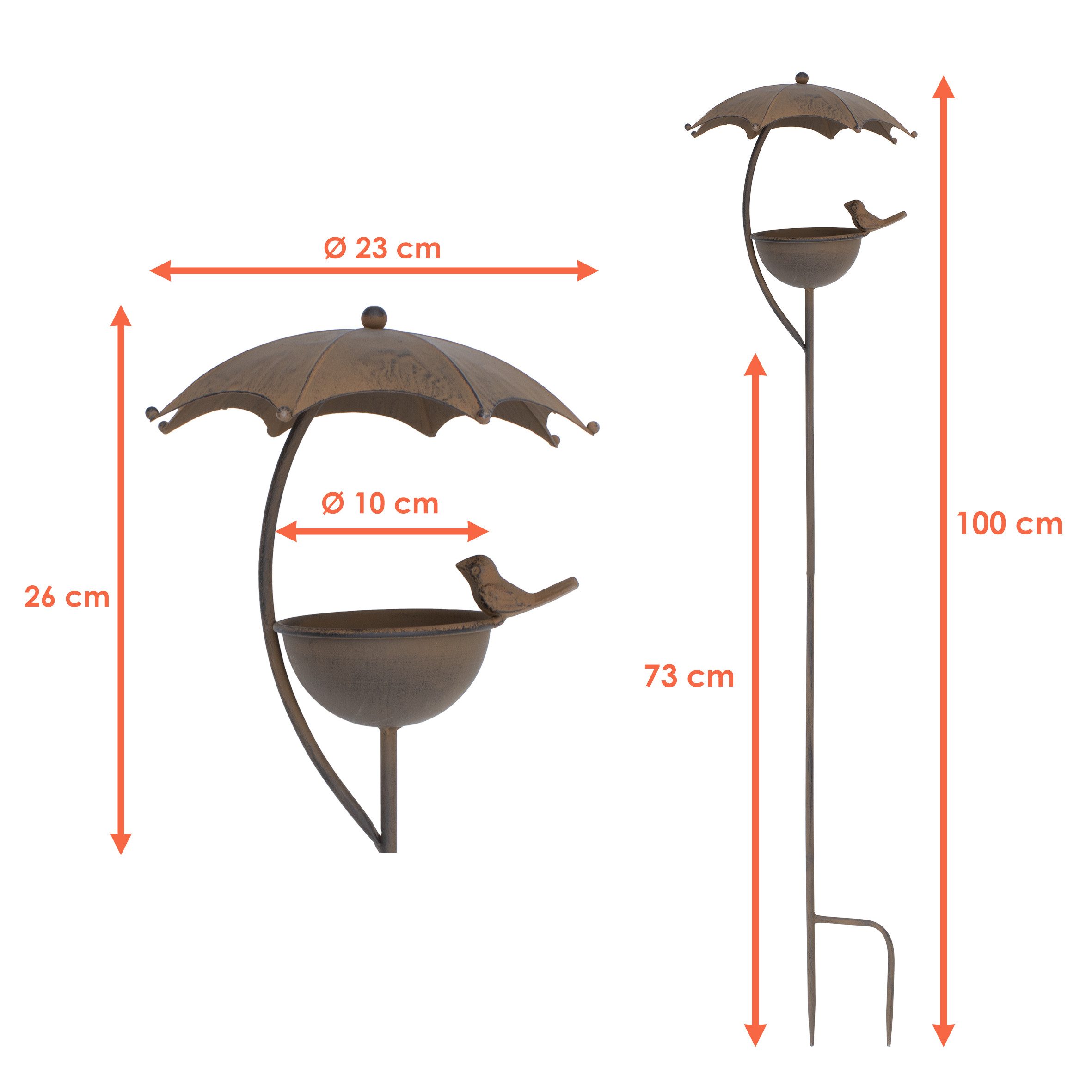 Spetebo Gartenstecker Metall Gartenstecker Vogelfutter Station Rost Optik - günstig online kaufen