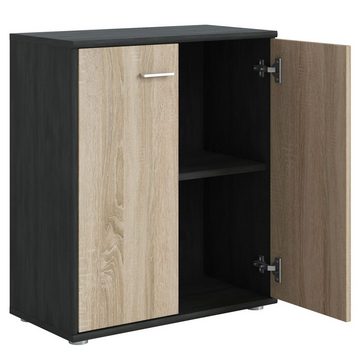 CARO-Möbel Highboard TOMMY, Kommode Sideboard Schrank in Esche grau/Sonoma Eiche 2 Türen Wohnzimme