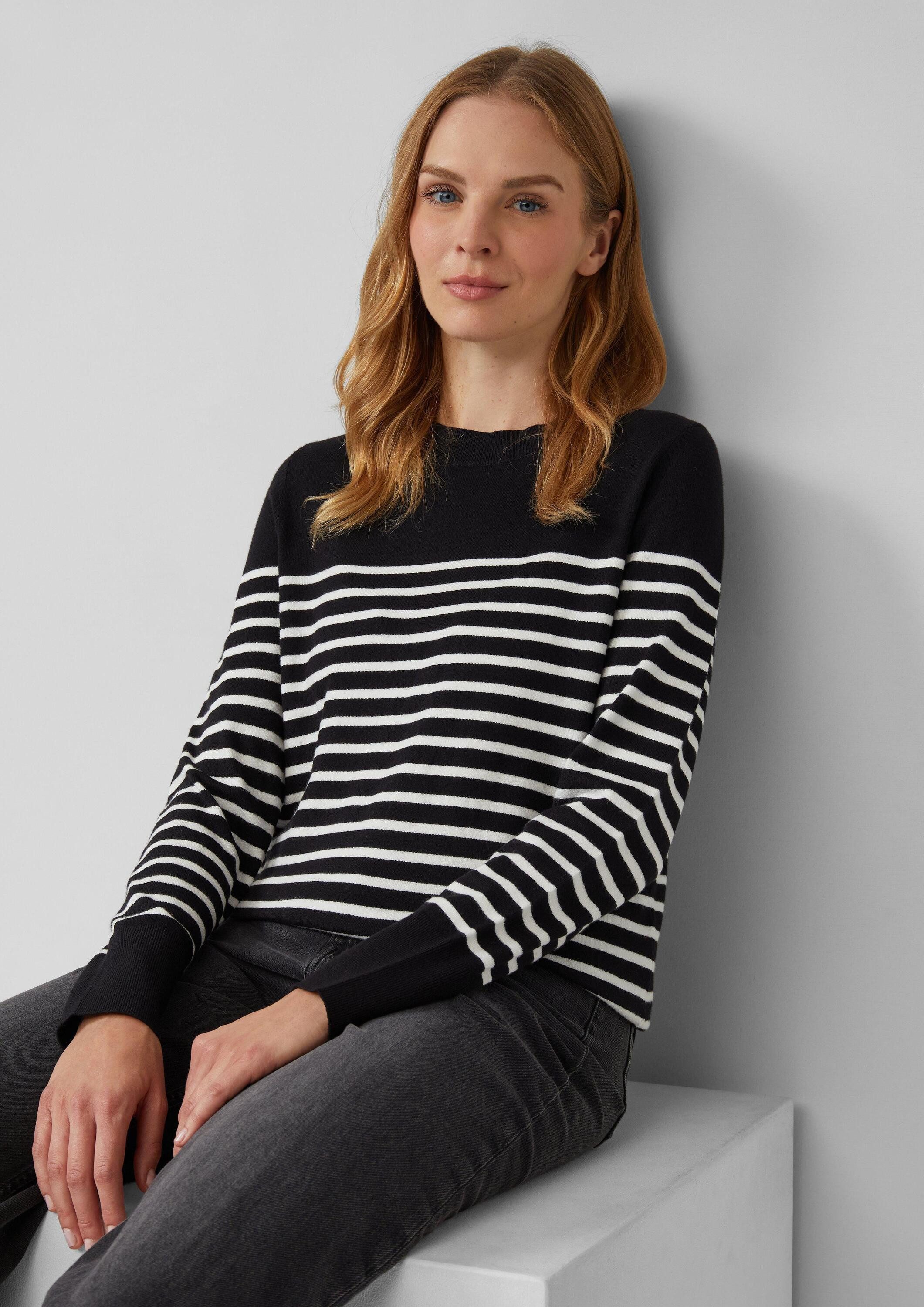 s.Oliver Longpullover Strickpullover Gestreifter Pullover aus Viskosemix günstig online kaufen