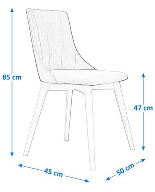 Beautysofa Polsterstuhl Felix (mit bequemem Sitz, Stuhl mit Holzbeine, für Wohnzimmer, Esszimmer), Holzstuhl mit gepolsterte Rückenlehnen und Sitz