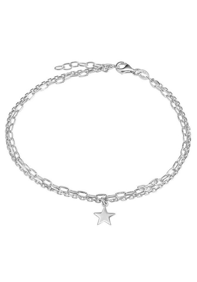 Firetti Fußkette Schmuck Geschenk Silber 925 Körperschmuck Ankerkette, am  Strand, zu Kleid, Sneakers! Anlass Geburtstag Weihnachten, 2 verschiedene  Ankerketten und ein kleiner Stern als Hingucker