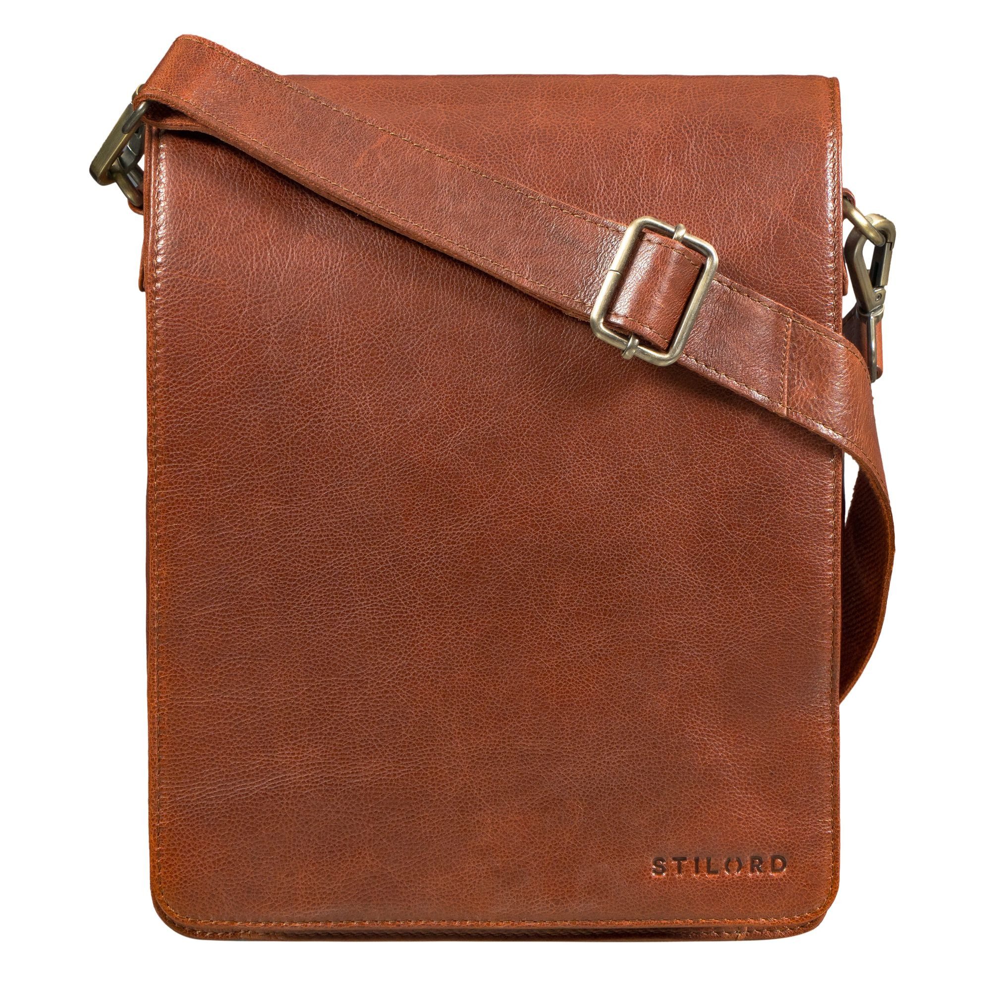 Schultertasche "Oxford" Vintage Umhängetasche Leder Herren mittel-groß DIN A4