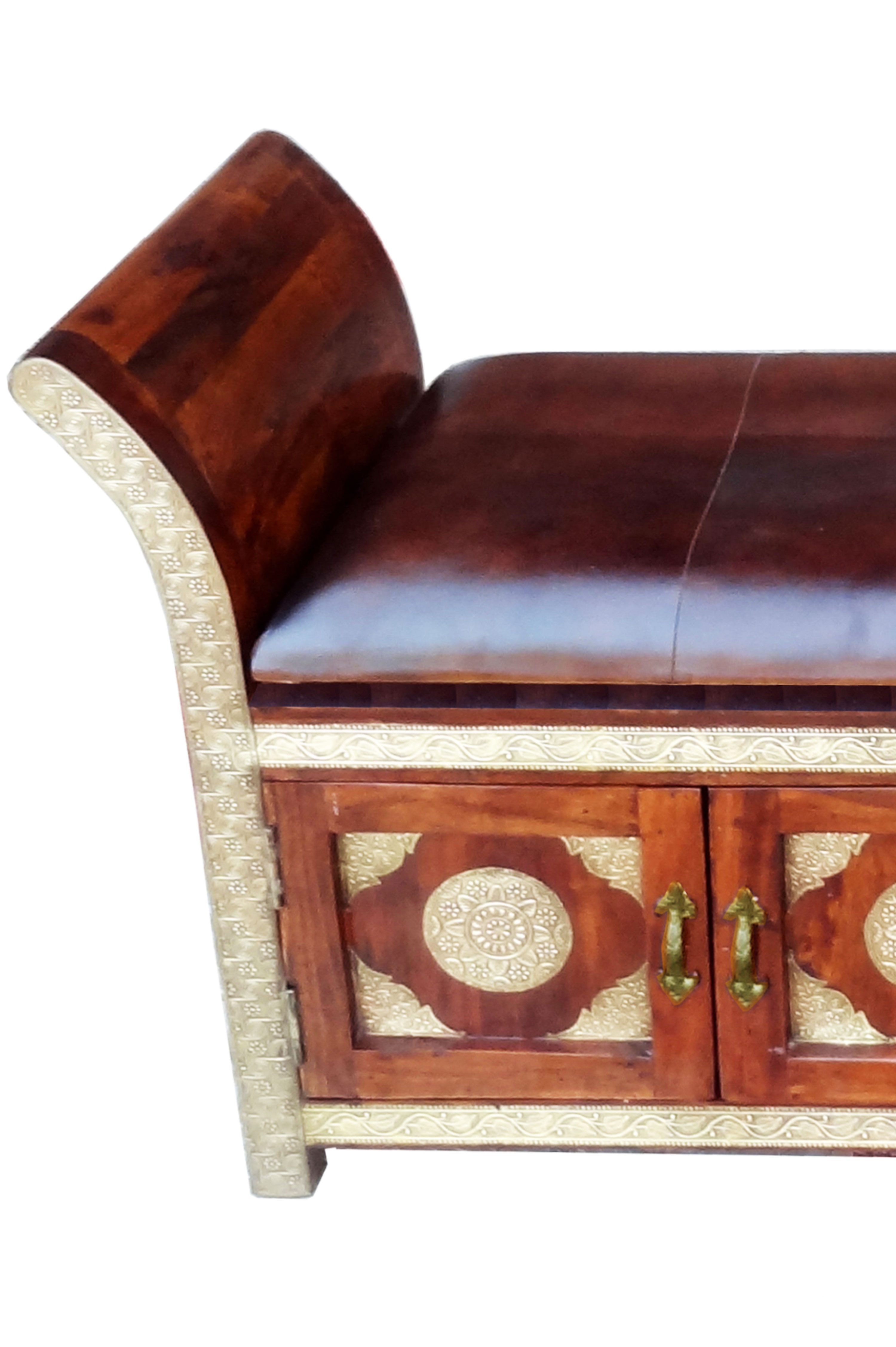 Marrakesch Orient & Mediterran Interior Sitzbank Orientalisches Sitzbank Massivholz Moha 1 (1-St), Handarbeit