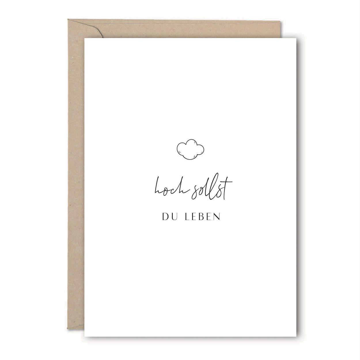 Geburtstagskarte "hoch sollst Du leben", 3 STÜCK Grußkarte in Schwarz-Weiß & Umschlag
