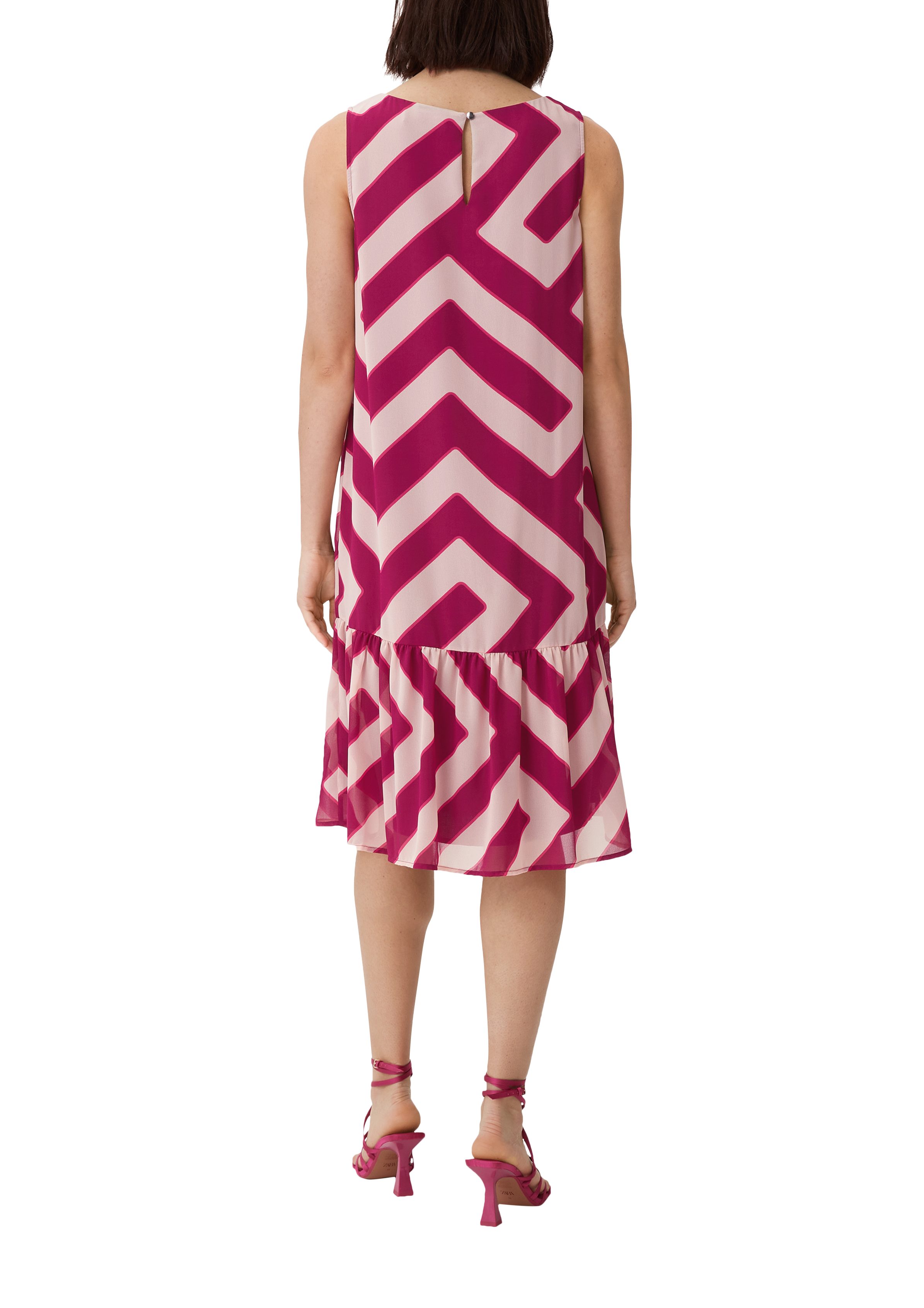 Comma Minikleid fuchsia Volants mit Kleid Volants