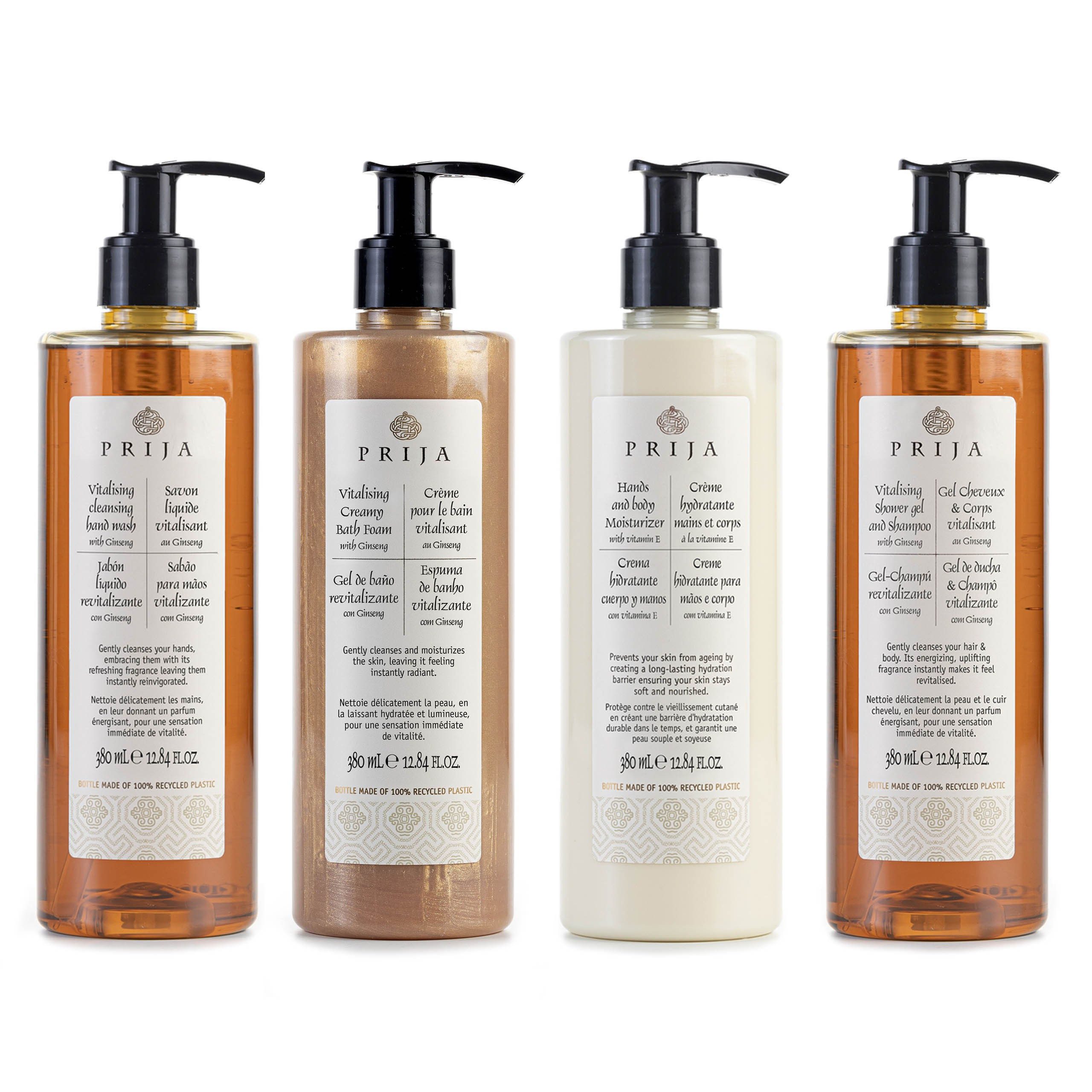 PRIJA Kosmetik-Set PRIJA Set: Badeschaum Flüssigseife Feuchtigkeitscreme Duschgel 4x380ml