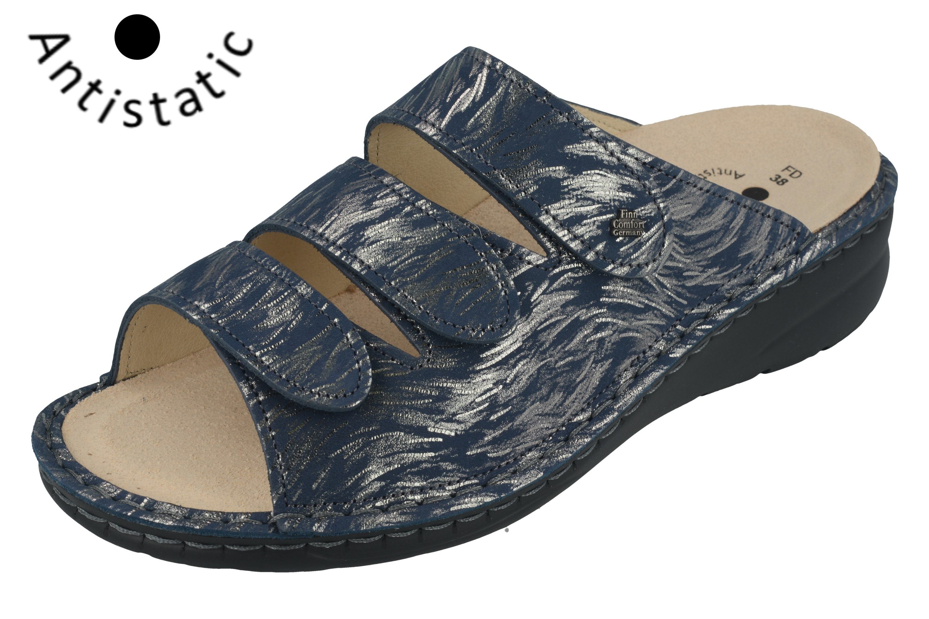 Finn Comfort FINN COMFORT Comporta Damen Pantolette antistatic indigoblau Pantolette Wechselfußbett