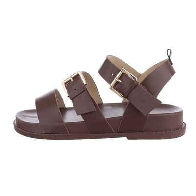 Ital-Design Damen Freizeit Riemchensandalette (79389650) Flach Riemchensandalen in Braun