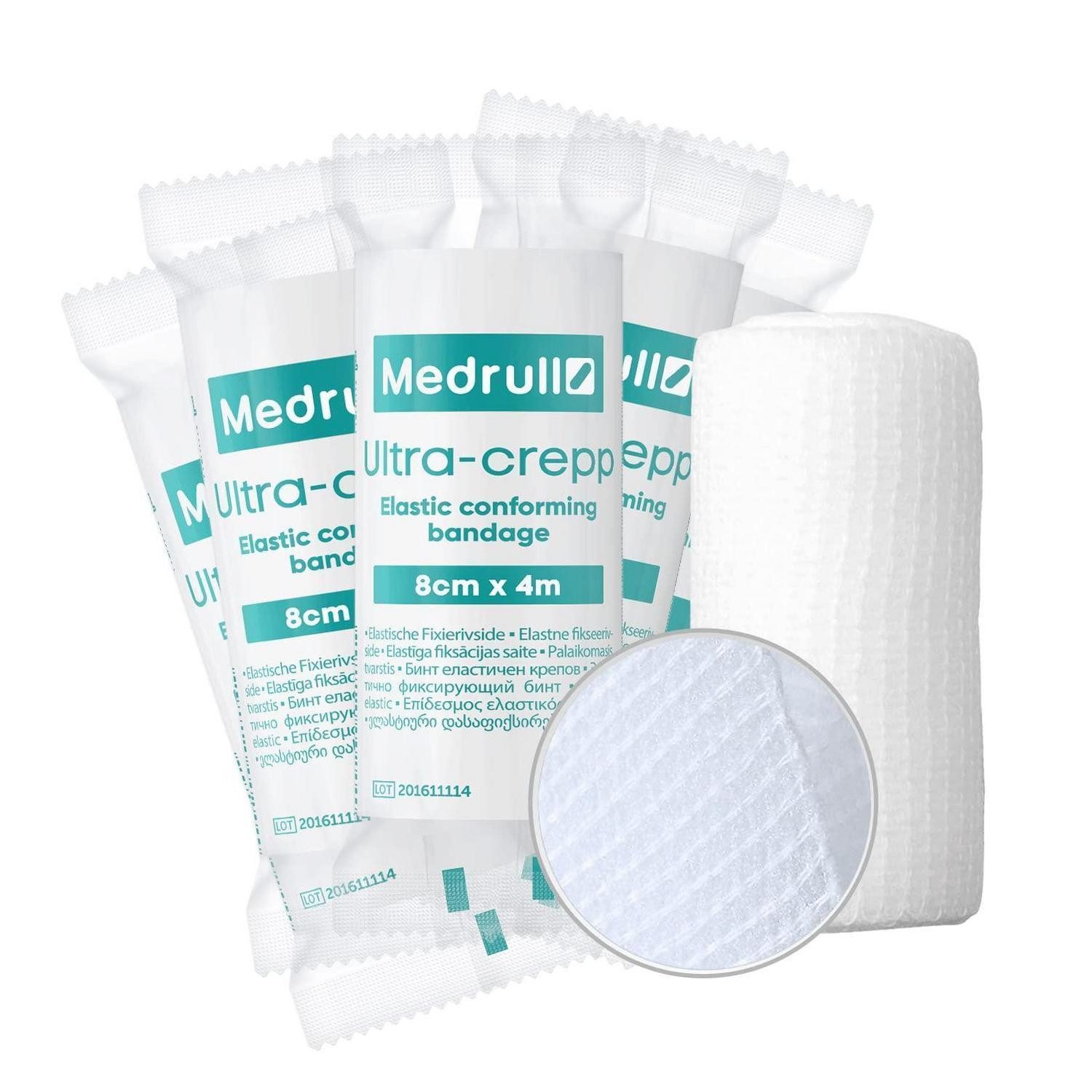 LuxusKollektion Bandagierunterlage Mullbinden Fixierbinden Verbandsmaterial Crepp 8cm x 4m (10 Stück)
