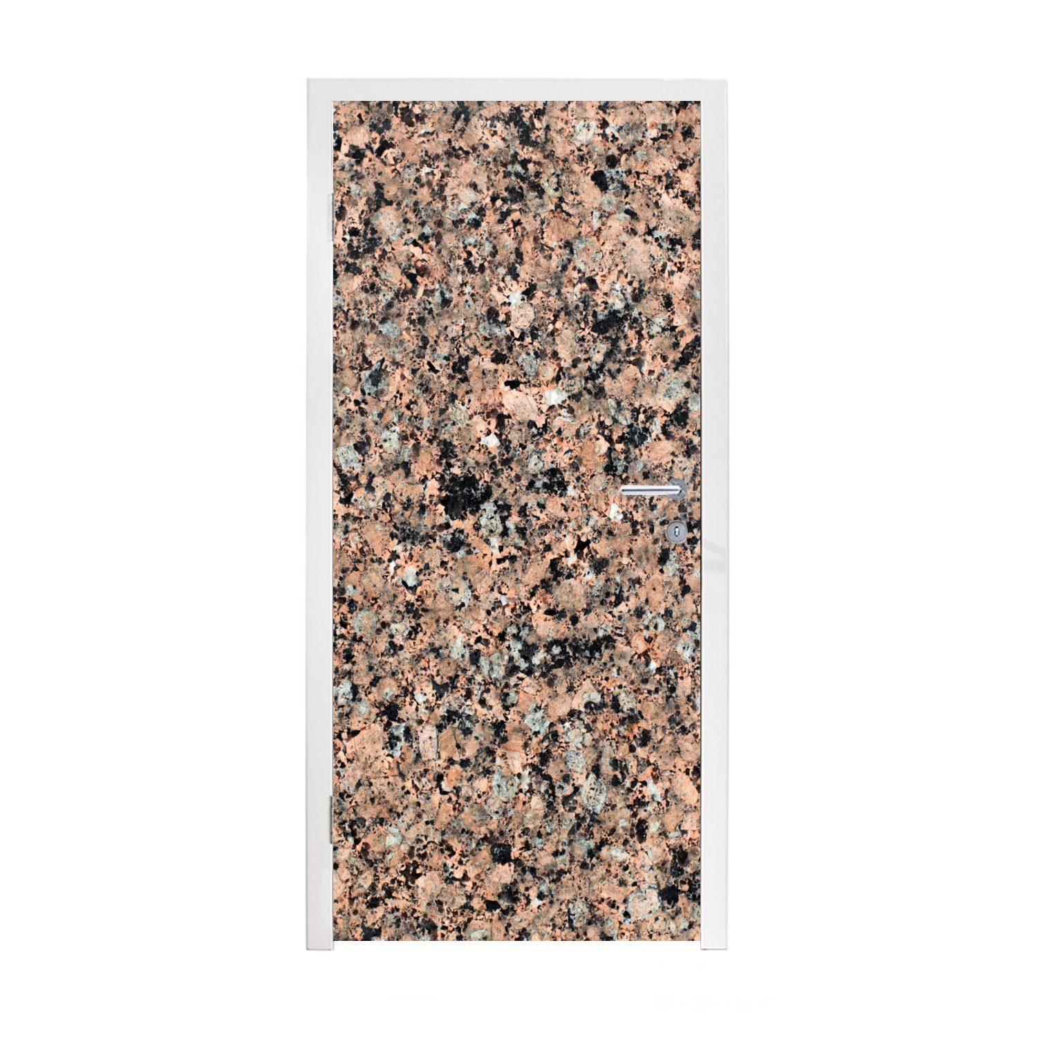 MuchoWow Türtapete Braun - Granit - Kopfsteinpflaster, Matt, bedruckt, (1 St), Fototapete für Tür, Türaufkleber, 75x205 cm