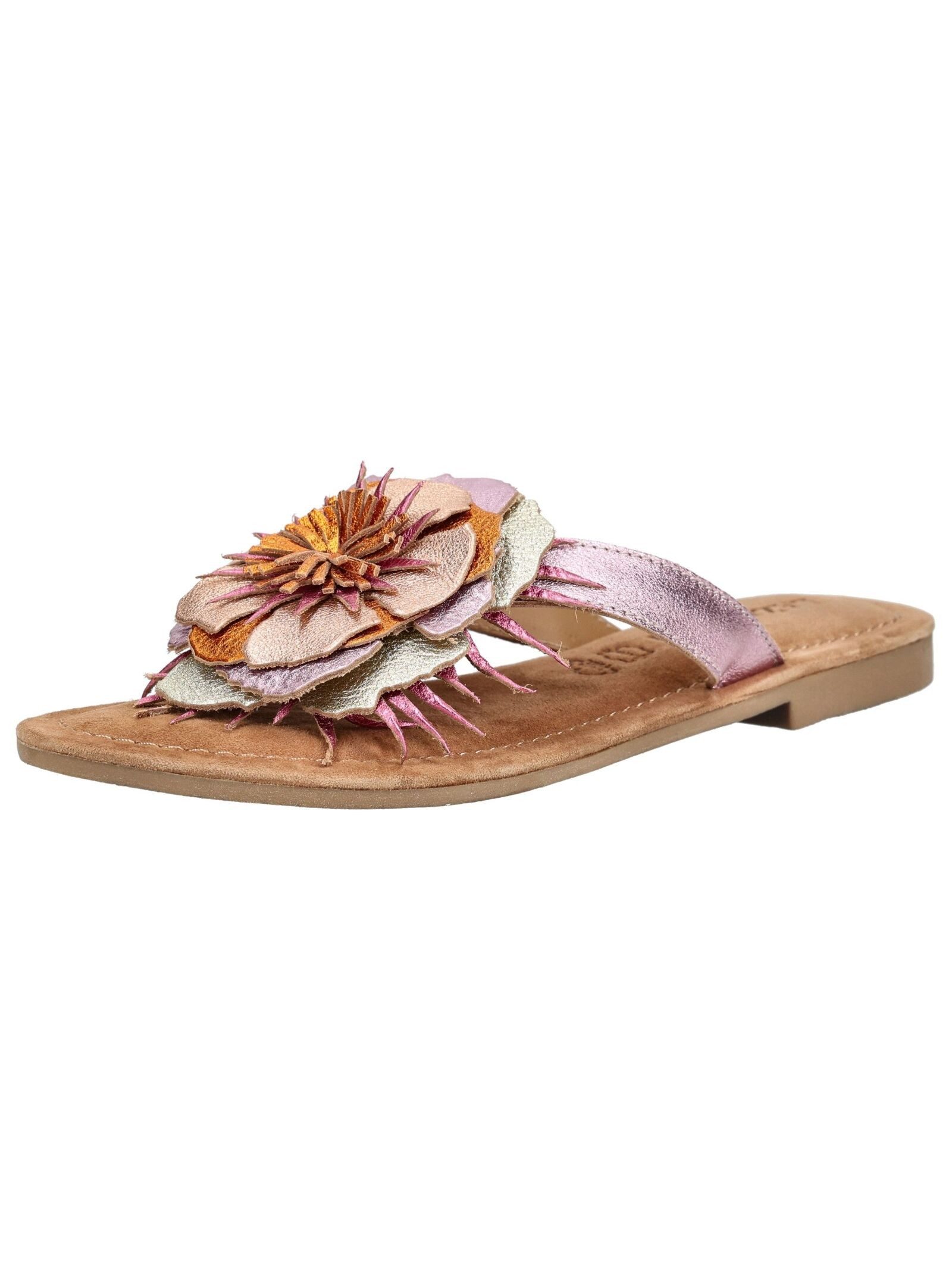 Lazamani Lazamani Pantoletten Leder/Textil Zehentrenner