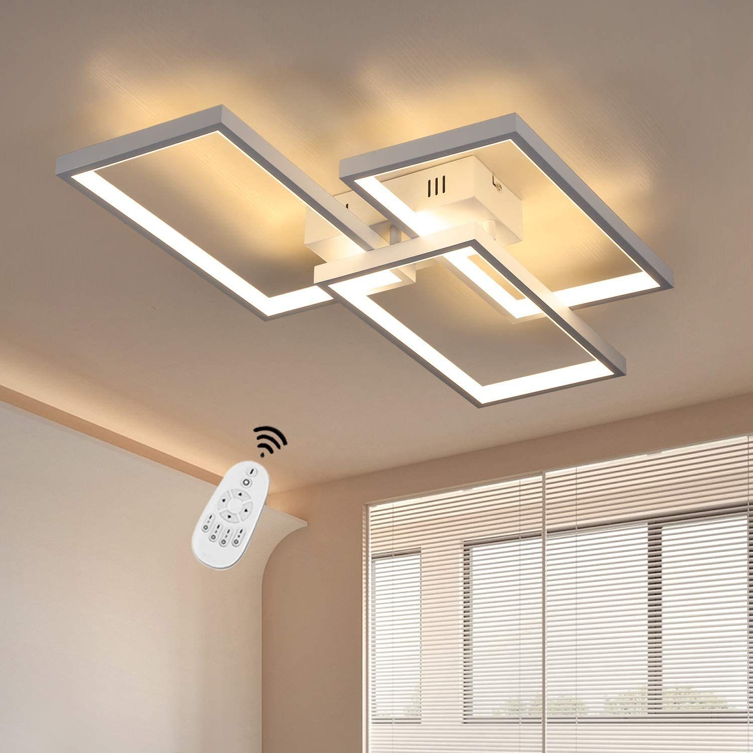 ZMH LED Deckenleuchte »Deckenlampe dimmbar mit Fernbedienung 63W Weiße  Wohnzimmerlampe aus Metall«
