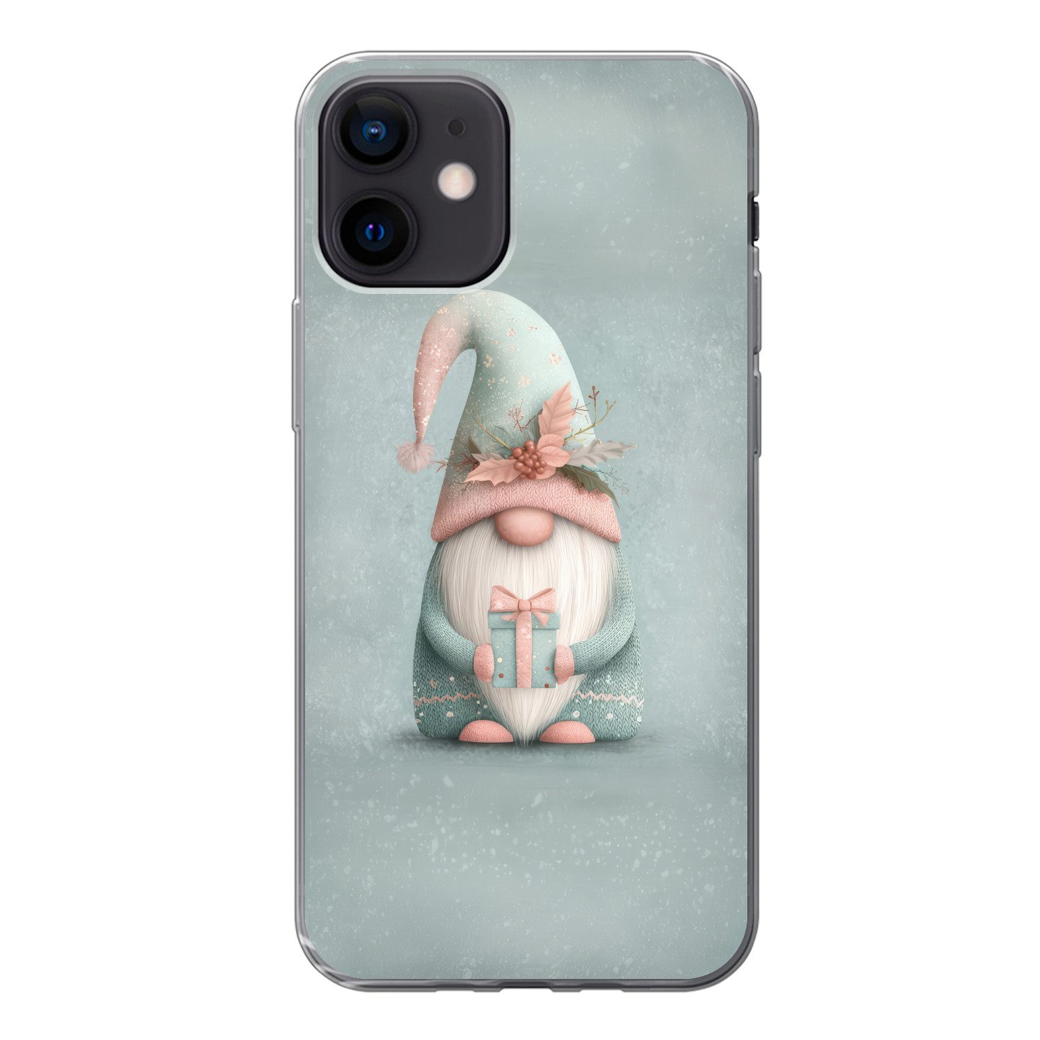 MuchoWow Handyhülle für Apple iPhone 12 Weihnachtszwerg - Geschenk - Grün, Smartphone-Bumper, Print, Handy Schutzhülle Dünn