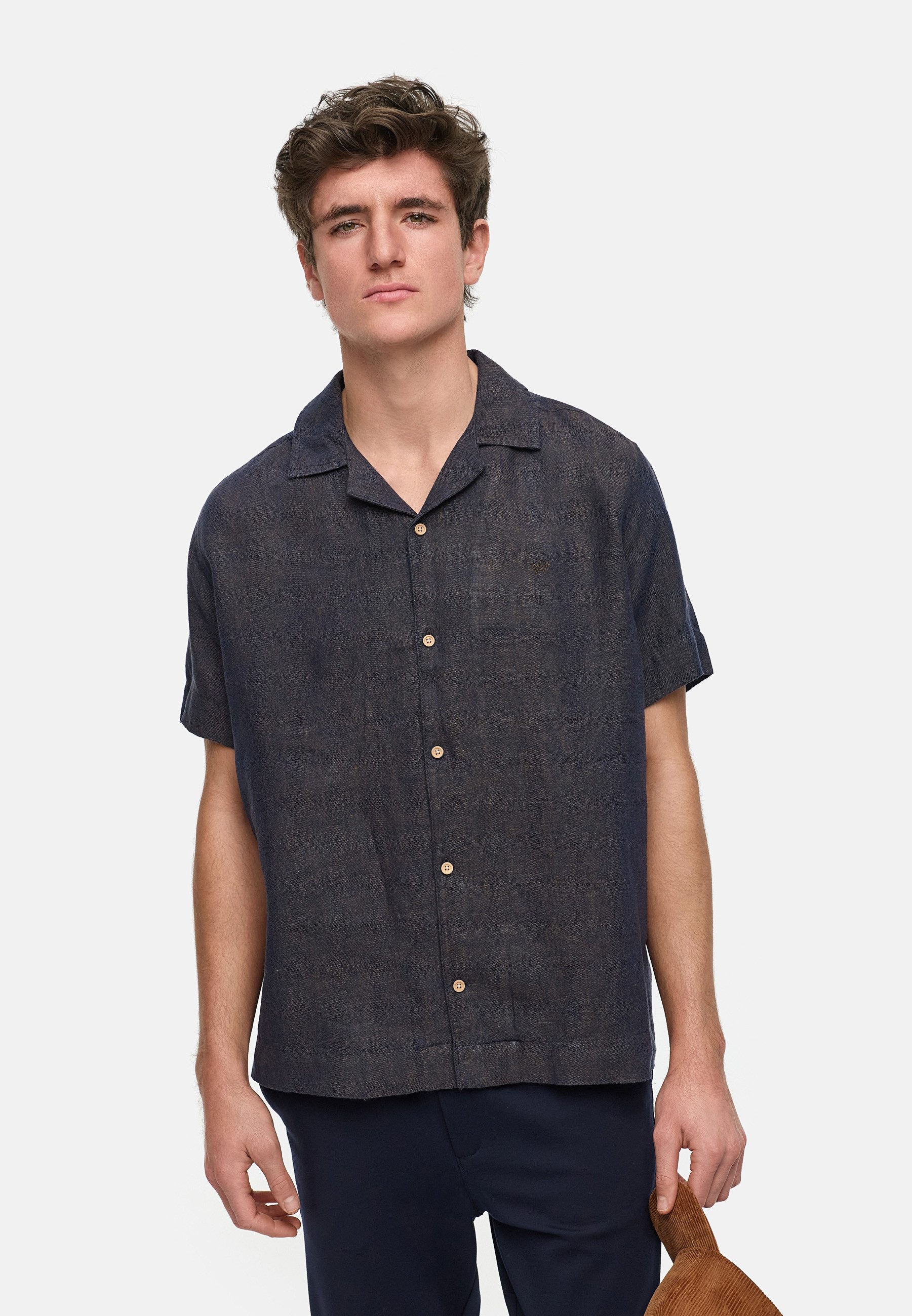 Kronstadt Kurzarmhemd Herren KSAyers Herrenhemd Kurzarm luftig-leicht aus reinem Leinen