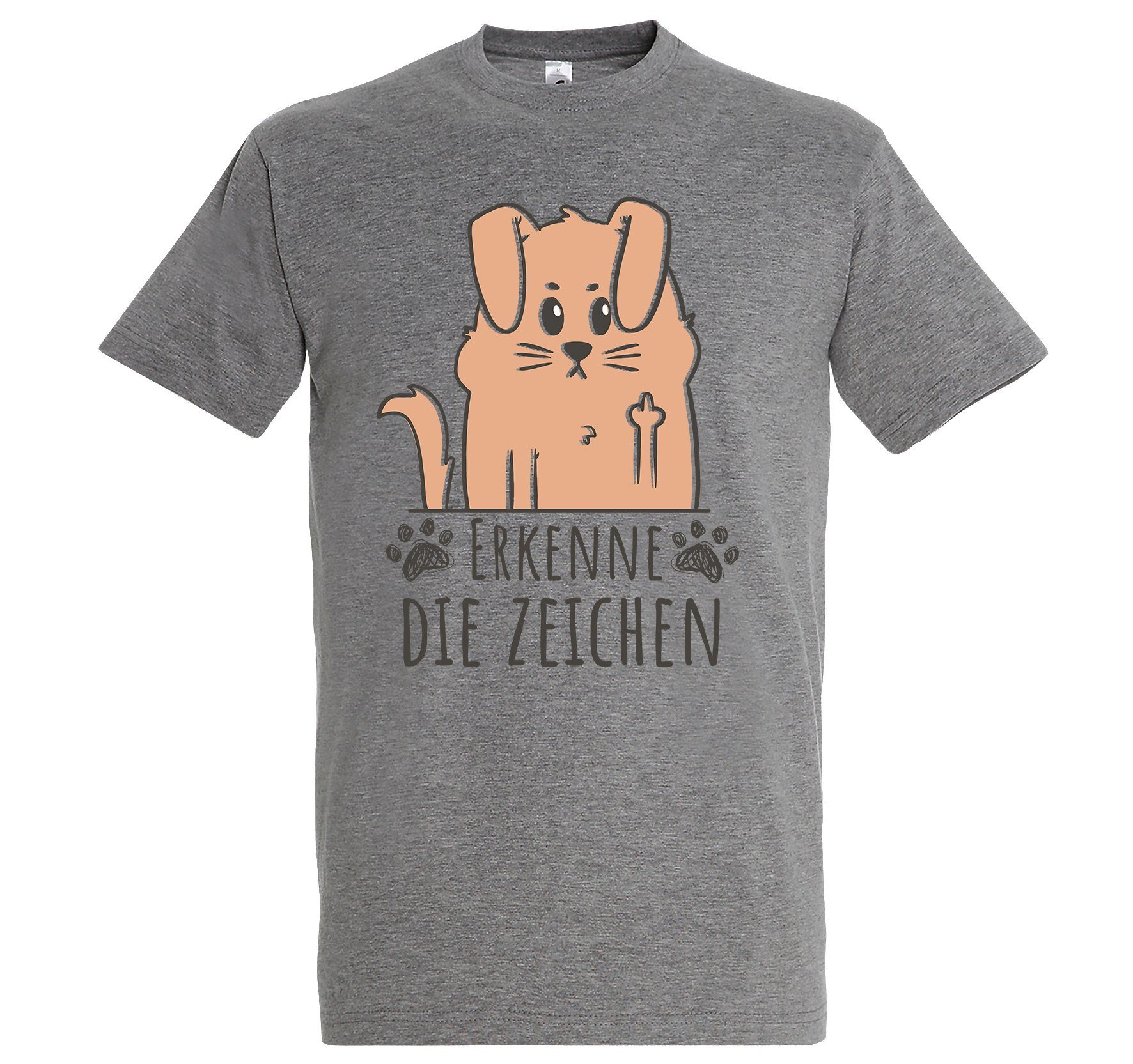 Youth Designz Print-Shirt Erkenne die Zeichen Herren T-Shirt mit lustigem Spruch Aufdruck Grau