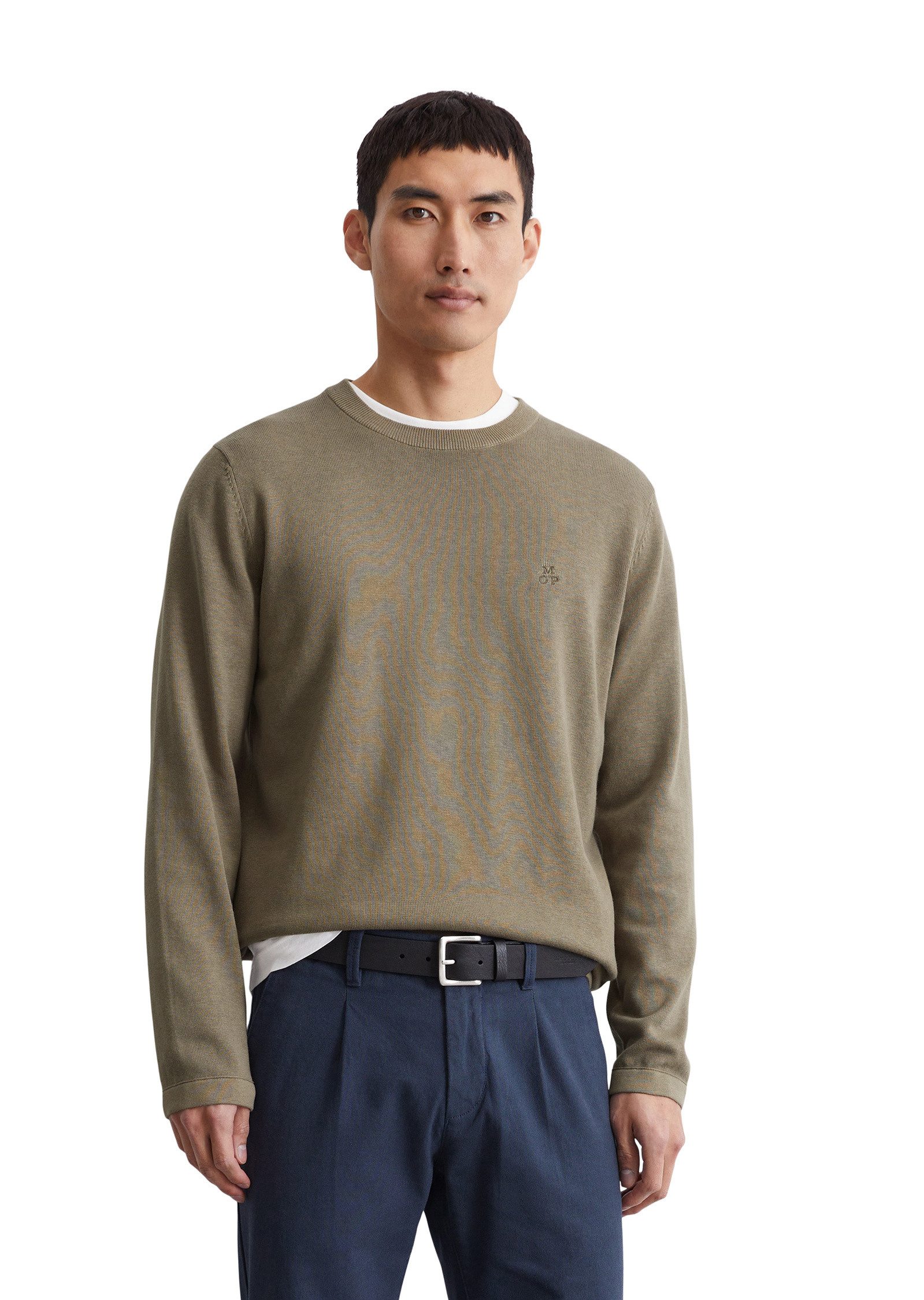 Hugo Boss Gestricktes Regular-Fit T-Shirt Aus Baumwolle Und Kaschmir - Style Kanache 50538267 Dunkelblau Hugo Boss
