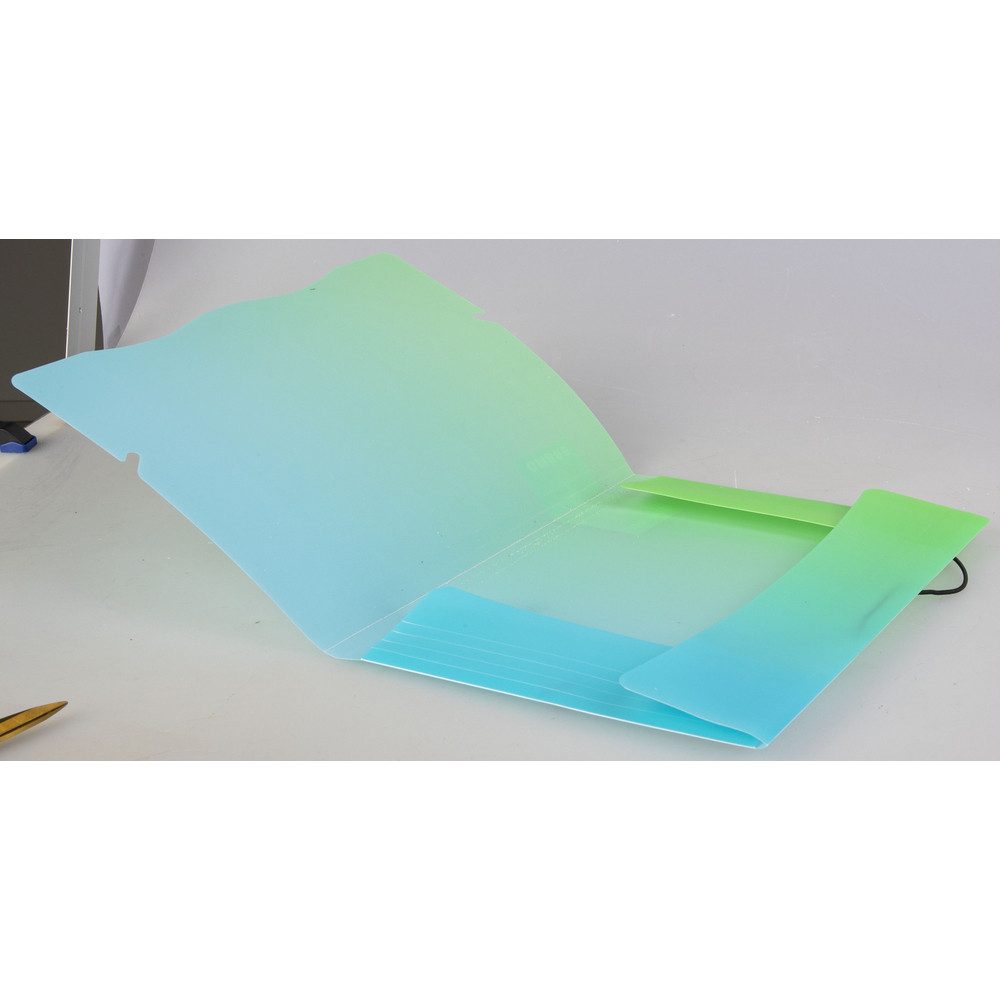 Karton P+P Doppelordner Gummizugmappe - Ombre - DIN A4 - grün/blau