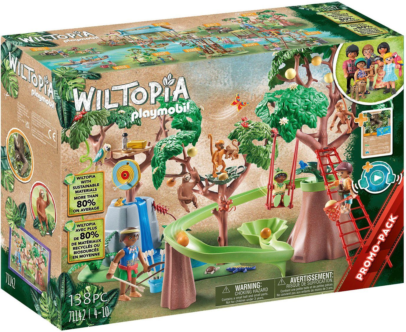 Playmobil® Konstruktions-Spielset Tropischer Dschungel-Spielplatz (71142), Wiltopia, (138 St), teilweise aus recyceltem Material; Made in Germany