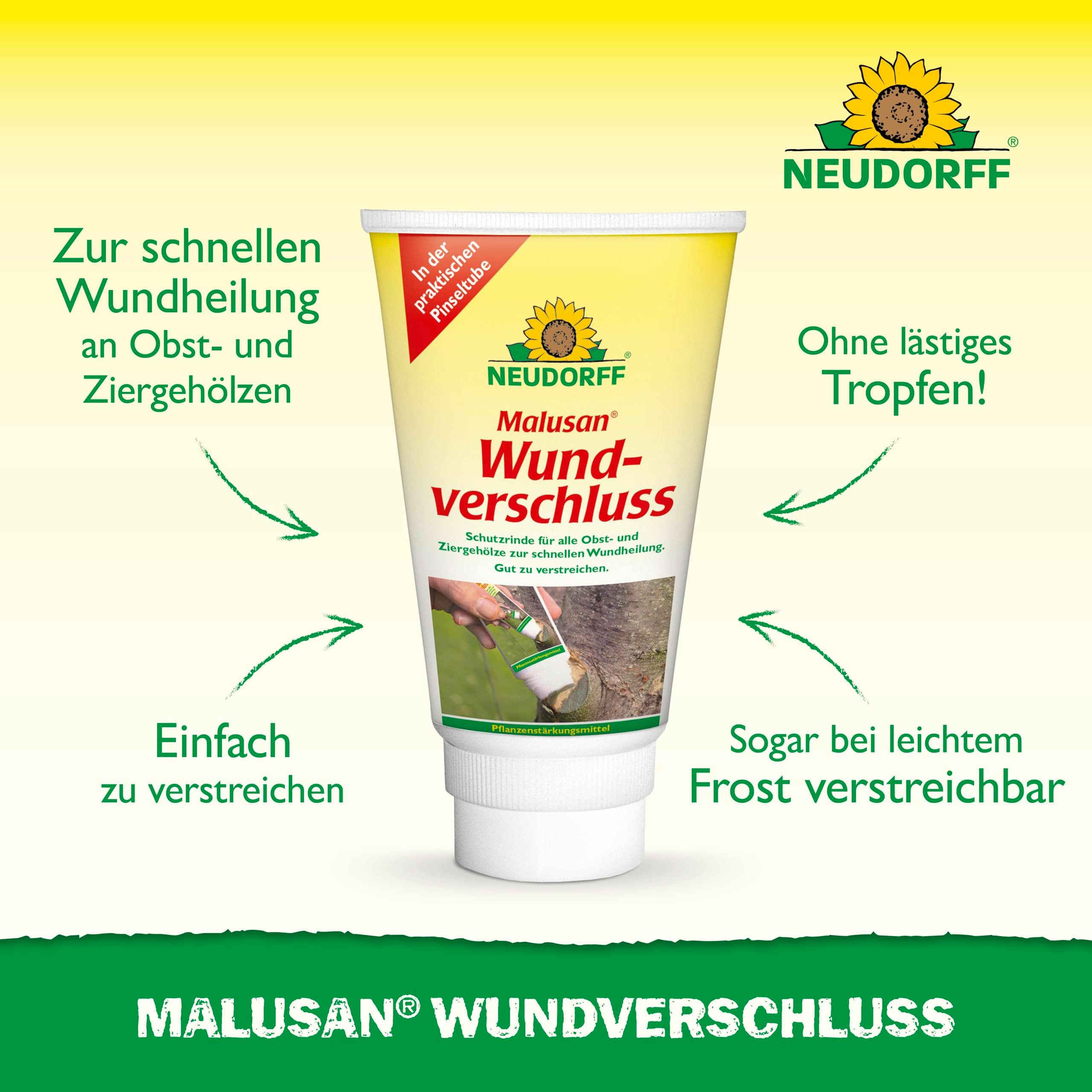 Neudorff Baum-Wundverschluss Malusan Wundverschluss Pinseltube 125 ml, 125 ml, Effektive Wundheilung an Obst- und Ziergehölzen, Schützt vor Keimen und Pilzen, gebrauchsfertig, in praktischer Pinseltube