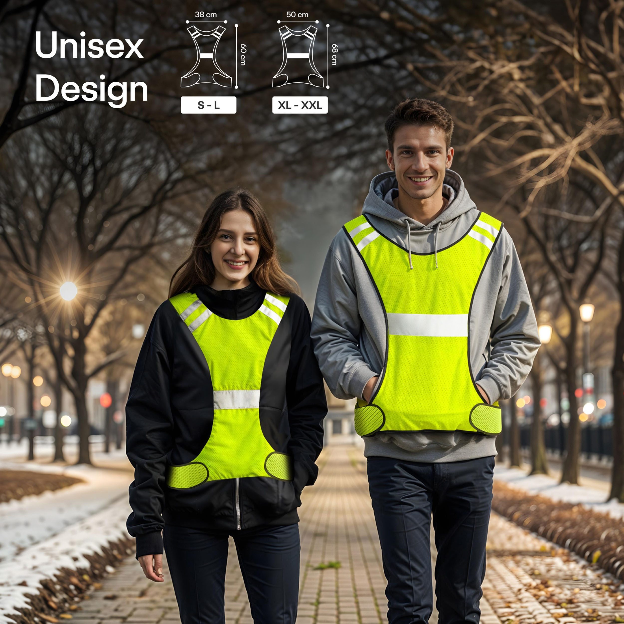 Prowiste Warnweste Reflektierende Fahrradweste - Laufweste Damen & Herren - Warnweste (Unisex Einheitsgröße, 1-tlg., 1teilig) XS - L Sicherheitsweste für Damen & Herren - Atmungsaktiv - Leicht