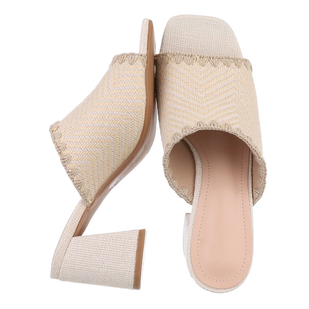 Ital-Design Elegante Mules mit Absatz für Damen - Komfort und Stil Pantolette (89930127) Blockabsatz Sandalen & Sandaletten in Apricot