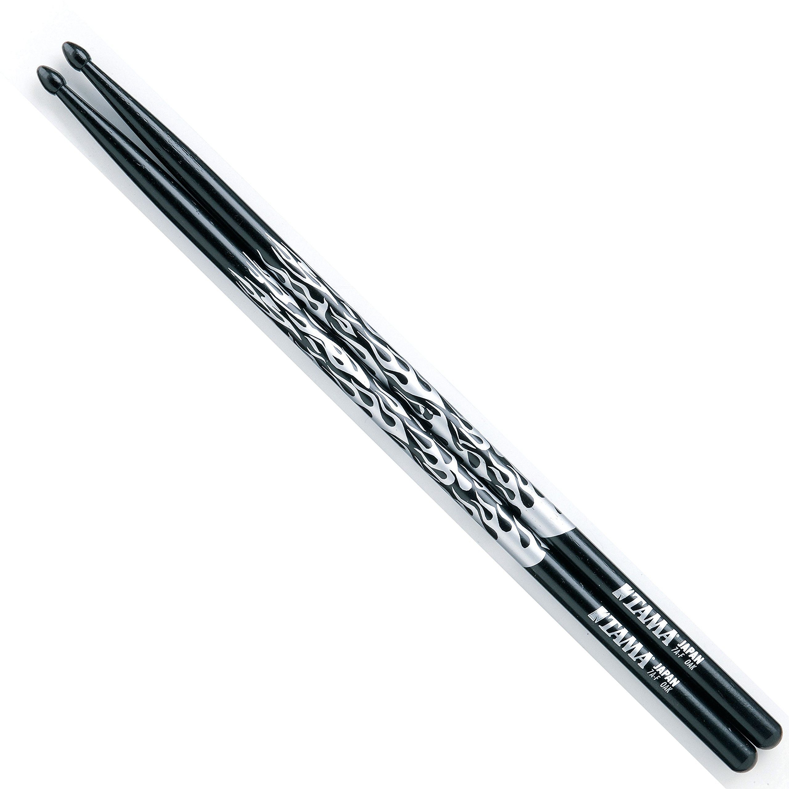 Tama Drumsticks (Rhythmic Fire Sticks O7A-F-BS schwarz mit silbernem Muster, Sticks, Beater und Mallets, Drumsticks Holztip), Rhythmic Fire Sticks O7A-F-BS, schwarz mit silbernem Muster -