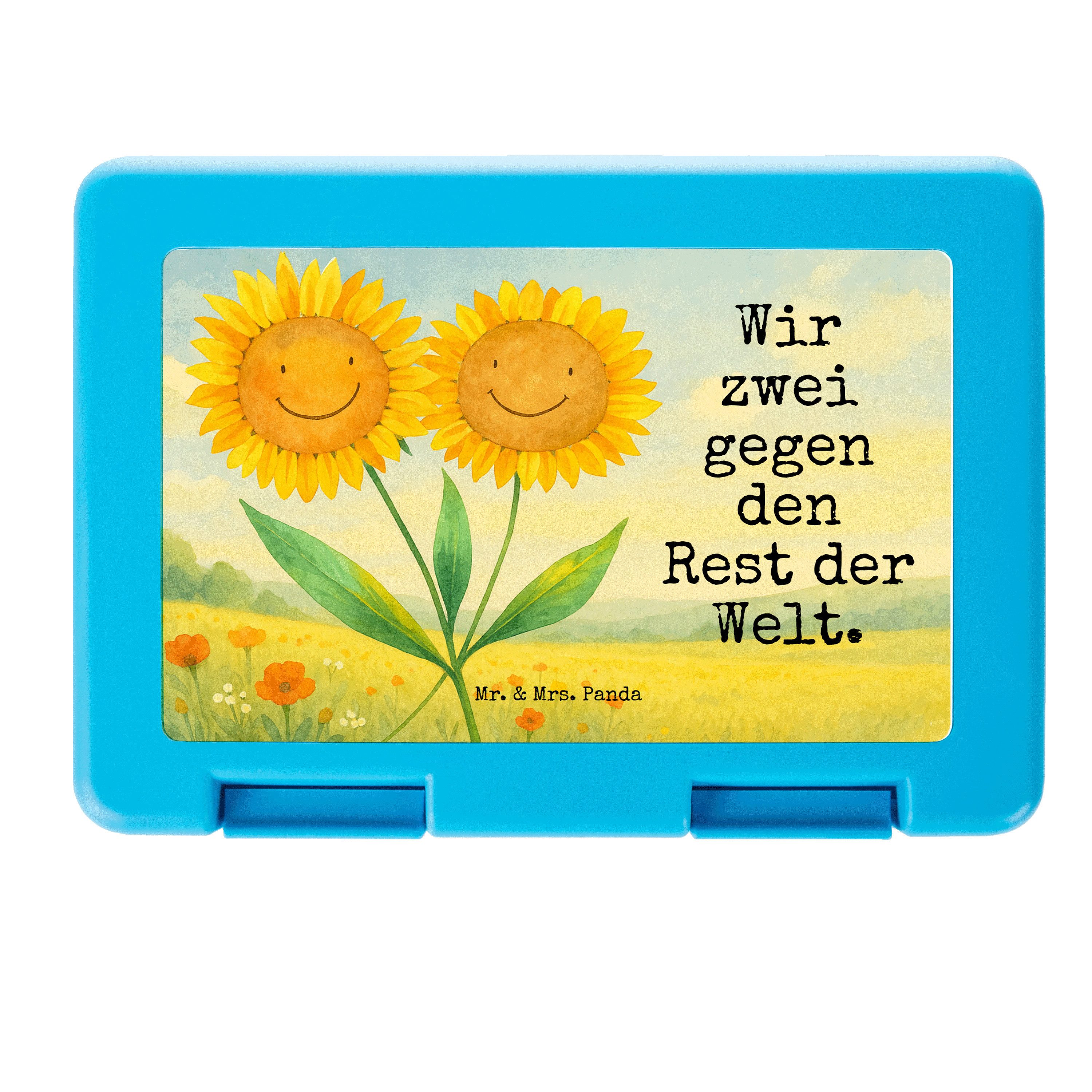 Mr. & Mrs. Panda Butterdose Blume Sonnenblume Design, Bento Box, Weiß, Vesperbox, Lieblingsmensch, Premium Kunststoff, (Packung), Freundschaft Snackbox Picknickbox