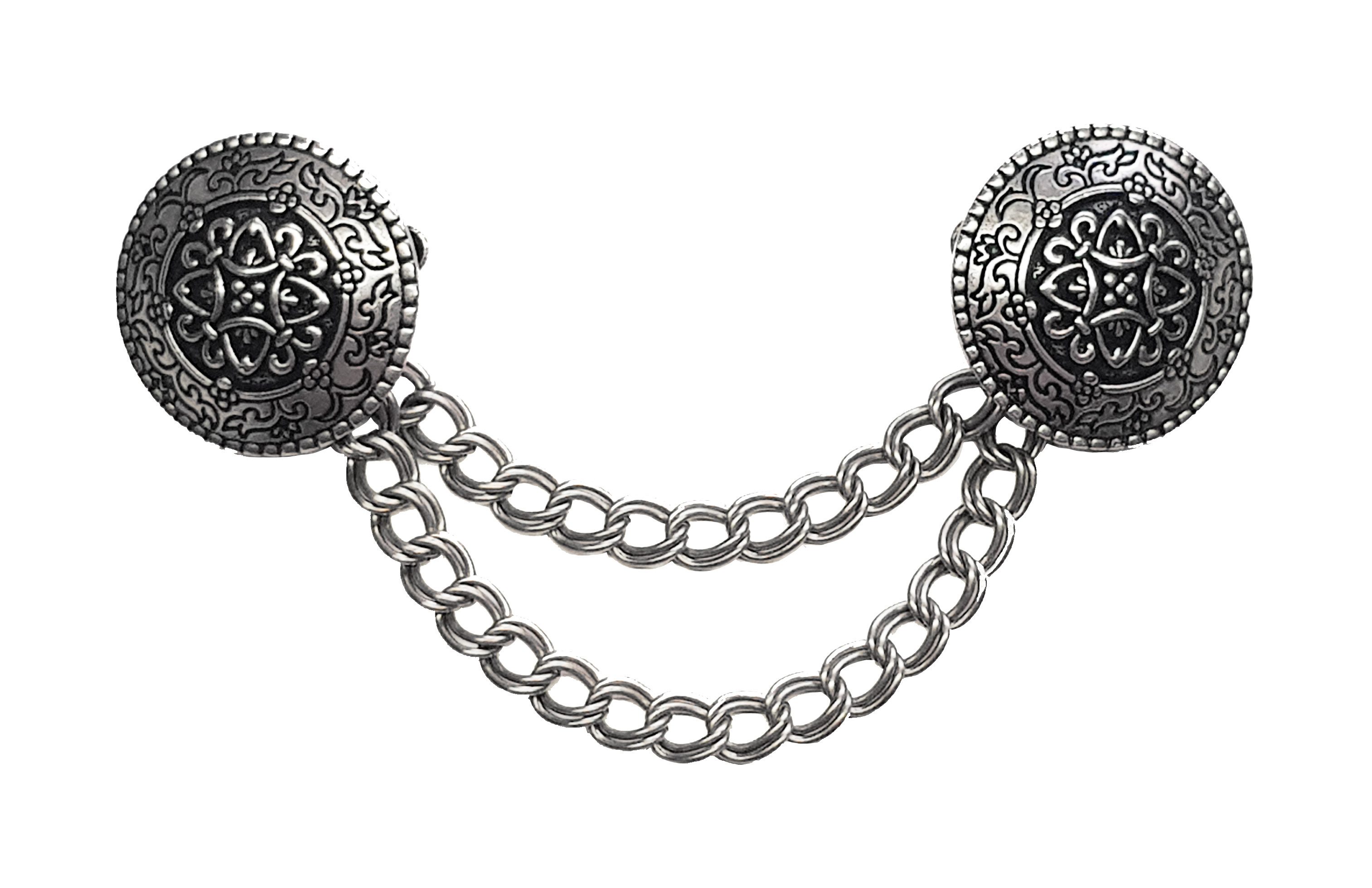 Moschen-Bayern Krawatte Kragenspange Trachtenkrawatte Herren Kragenschmuck Trachtenspange Metall 100% Messing - Farbe Altsilber