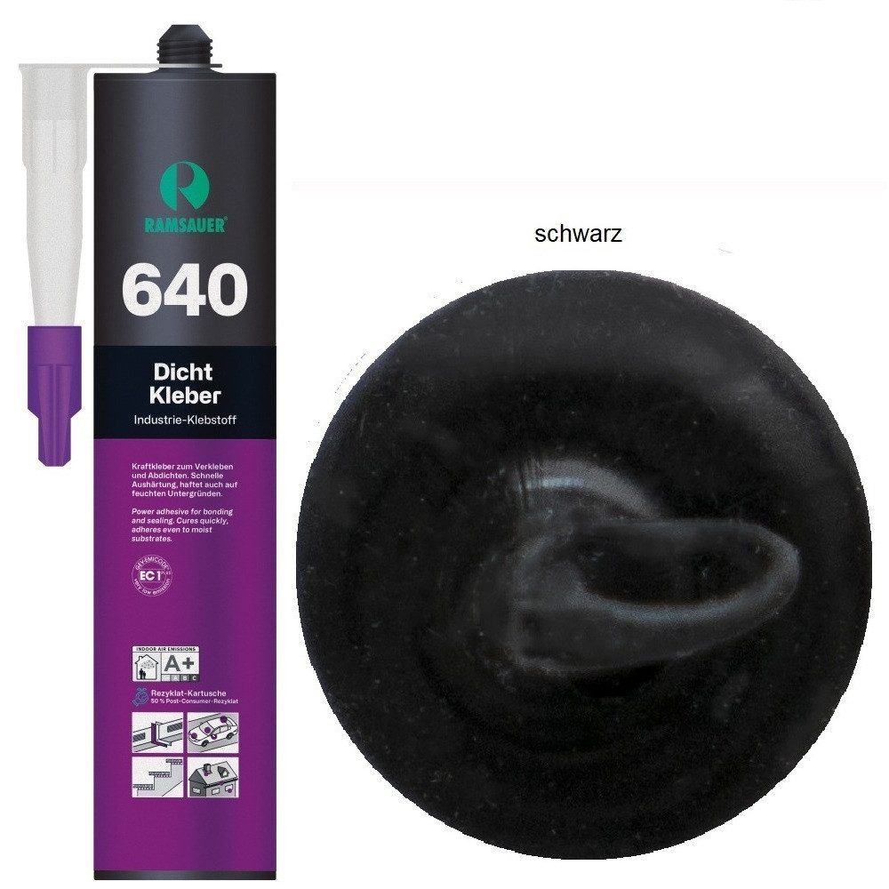 Ramsauer Klebstoff Ramsauer 640 Dicht Kleber Hybrid Klebstoff Dichtstoff 460g Kartusche, Silicon, Isocyanaten und Lösungsmittel, haftet auf feuchtem Untergrund