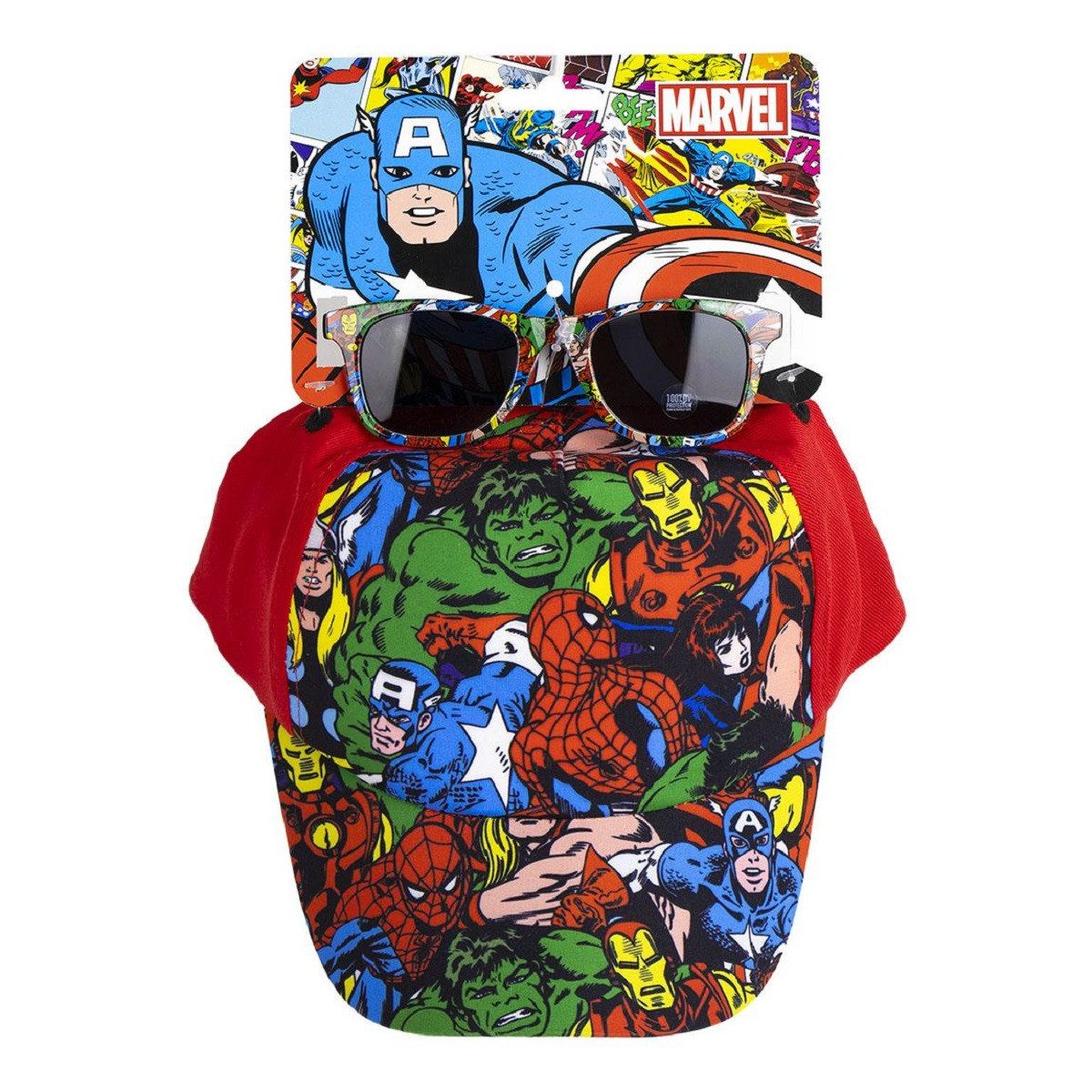 MARVEL Sonnenbrille Avengers Kinder Cap & Sonnenbrille – Stylisches Set für sonnige Tage