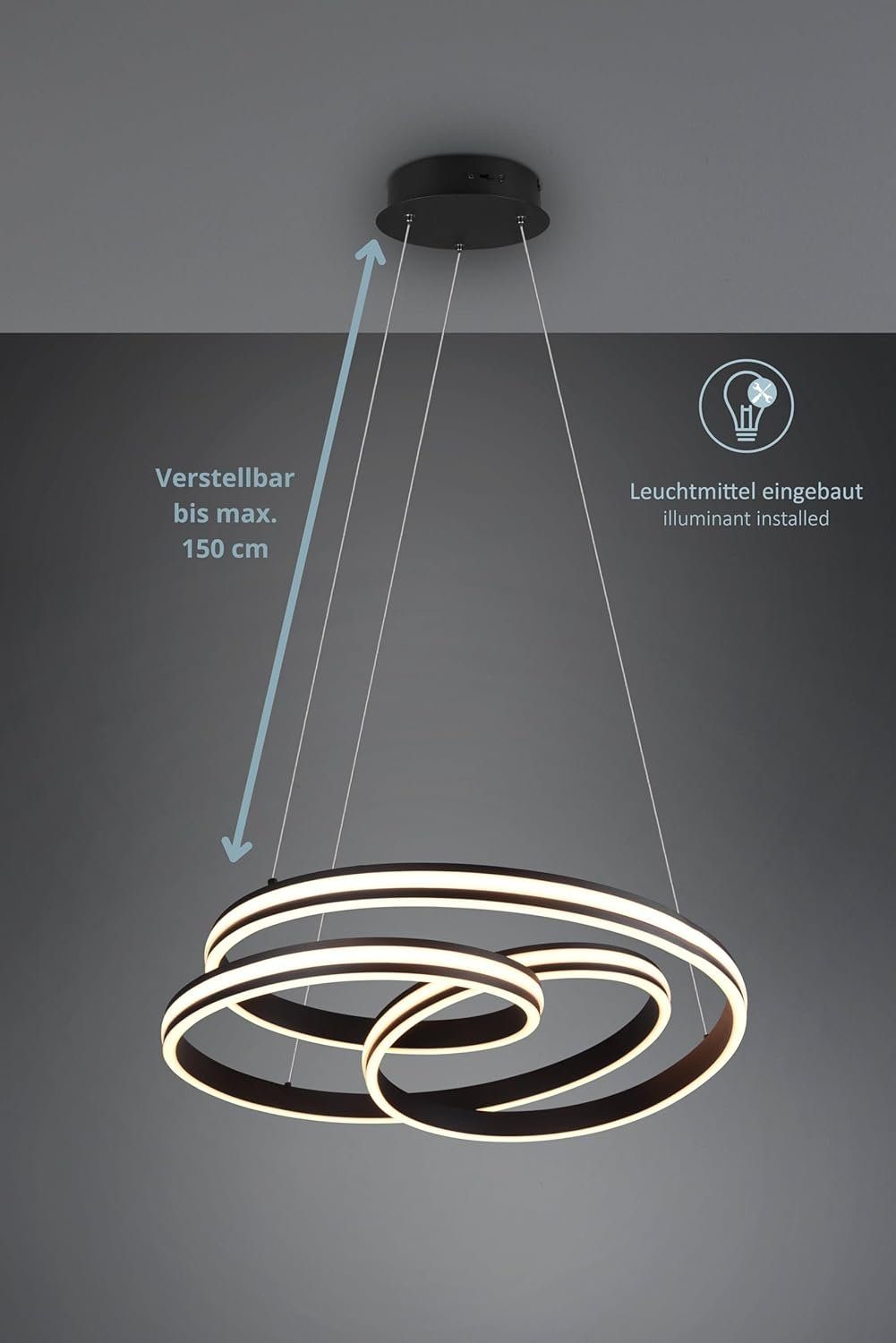 lightling LED Pendelleuchte Nura, LED fest integriert, neutralweiß,  höhenverstellbar, Leuchtfarbe individuell einstellbar, dimmbar