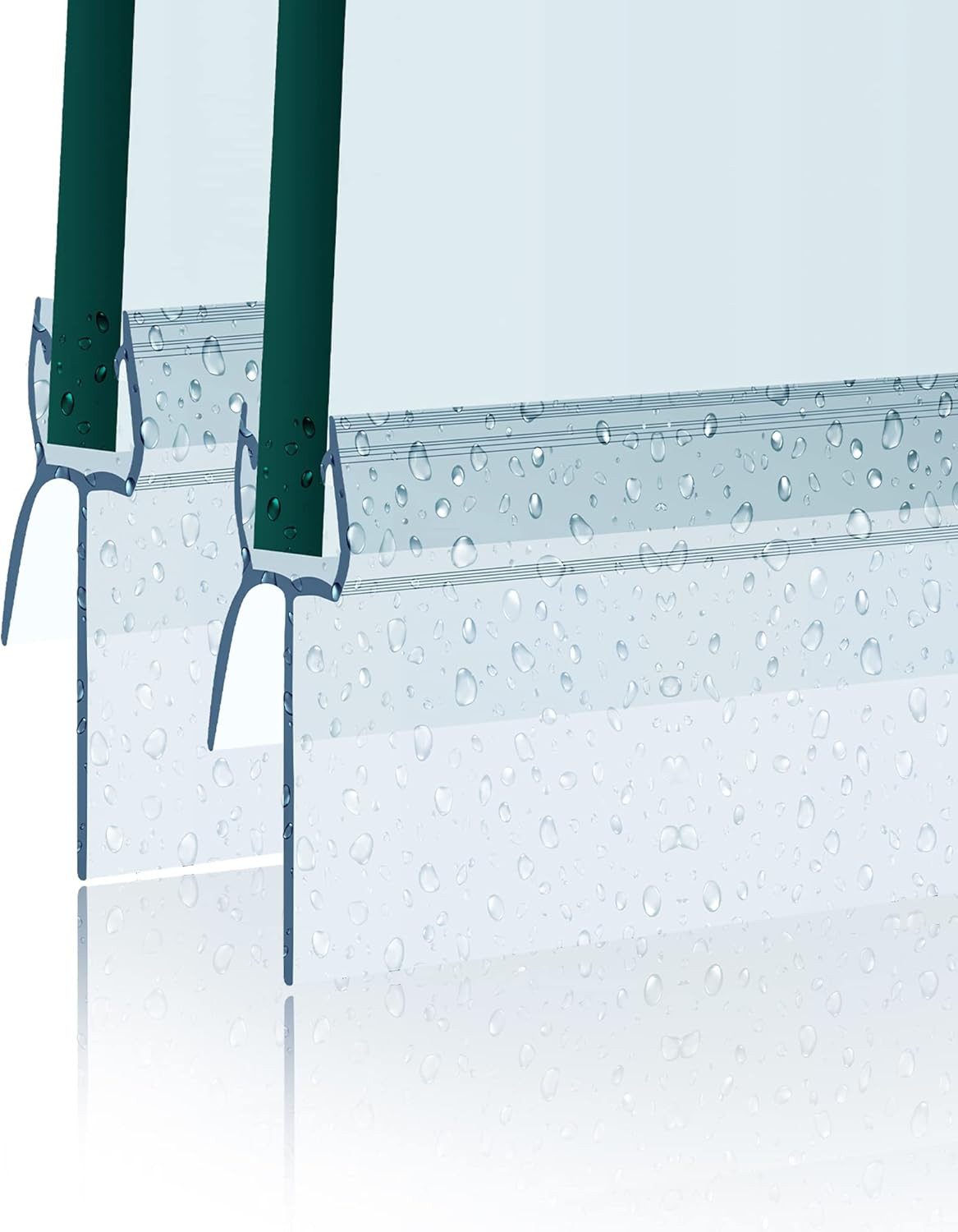 Duschdichtung PVC Duschtürdichtung für 6mm 7mm 8mm Glasstärke, 2 Stk. x 100CM