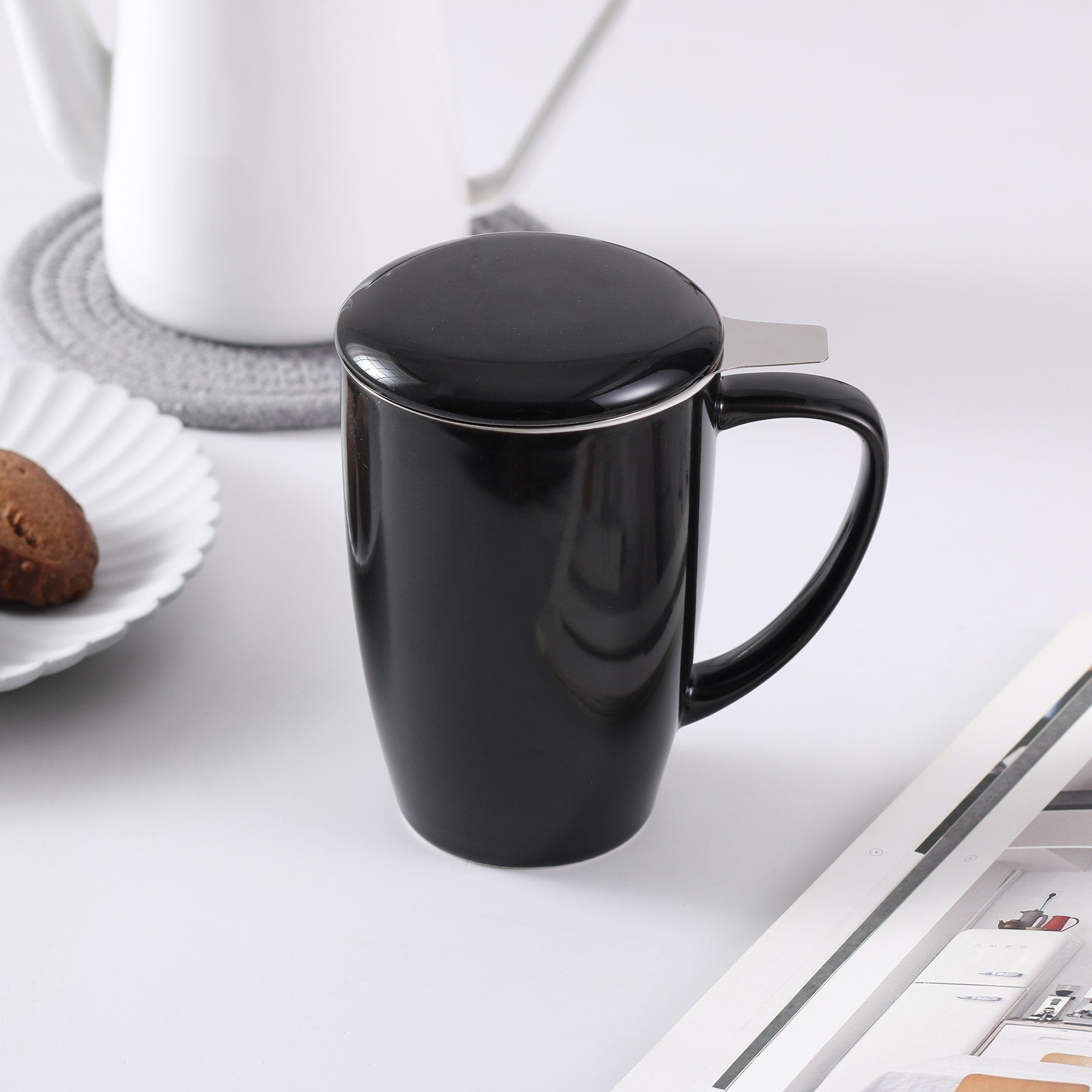 Schwarz Teebecher Tasse, Porzellan aus Porzellan, LOVECASA Kaffeebecher