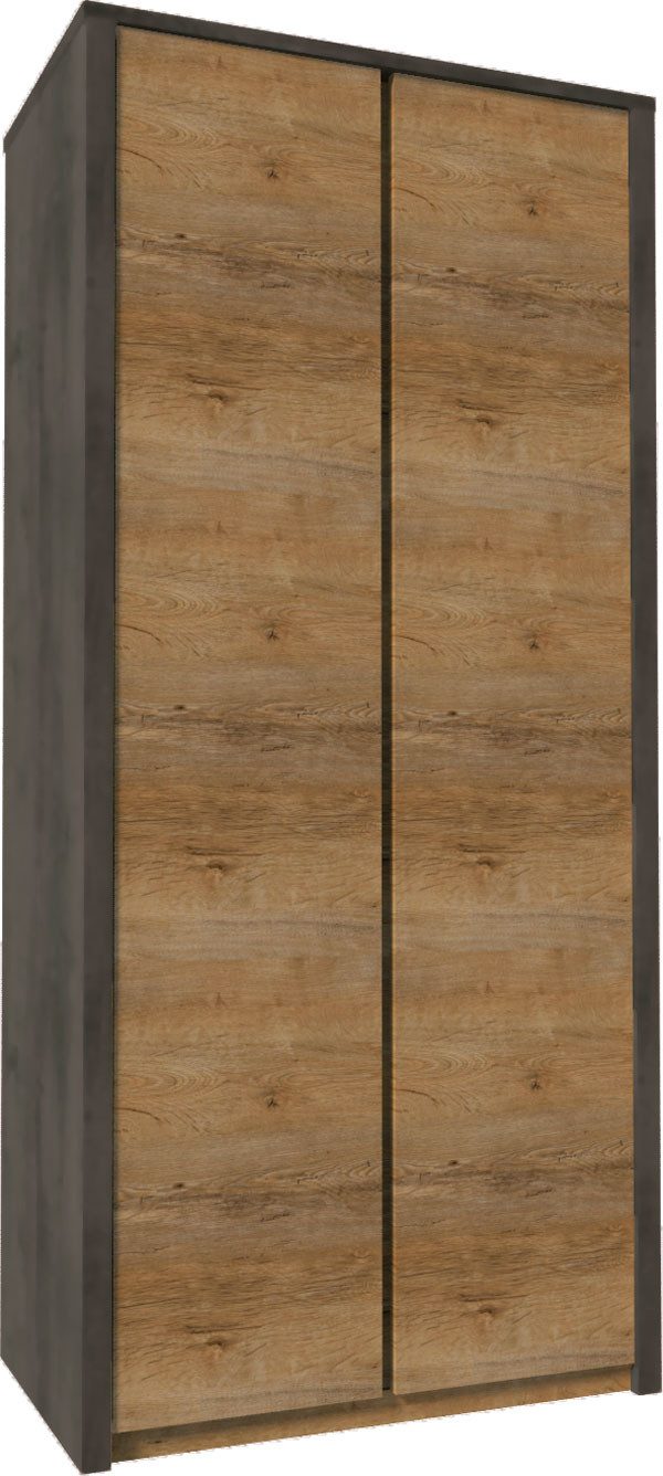 Feldmann-Wohnen Kleiderschrank Montana (1-St) 90cm eiche lefkas grau grifflos