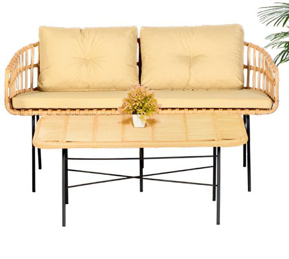 Xlmoebel Gartenlounge-Set Sofa 2 Sitzer mit Couchtisch für Garten und Veranda, (Gartenlounge-Set, 2-tlg., 2-Sitzer mit Couchtisch), Made in Europa