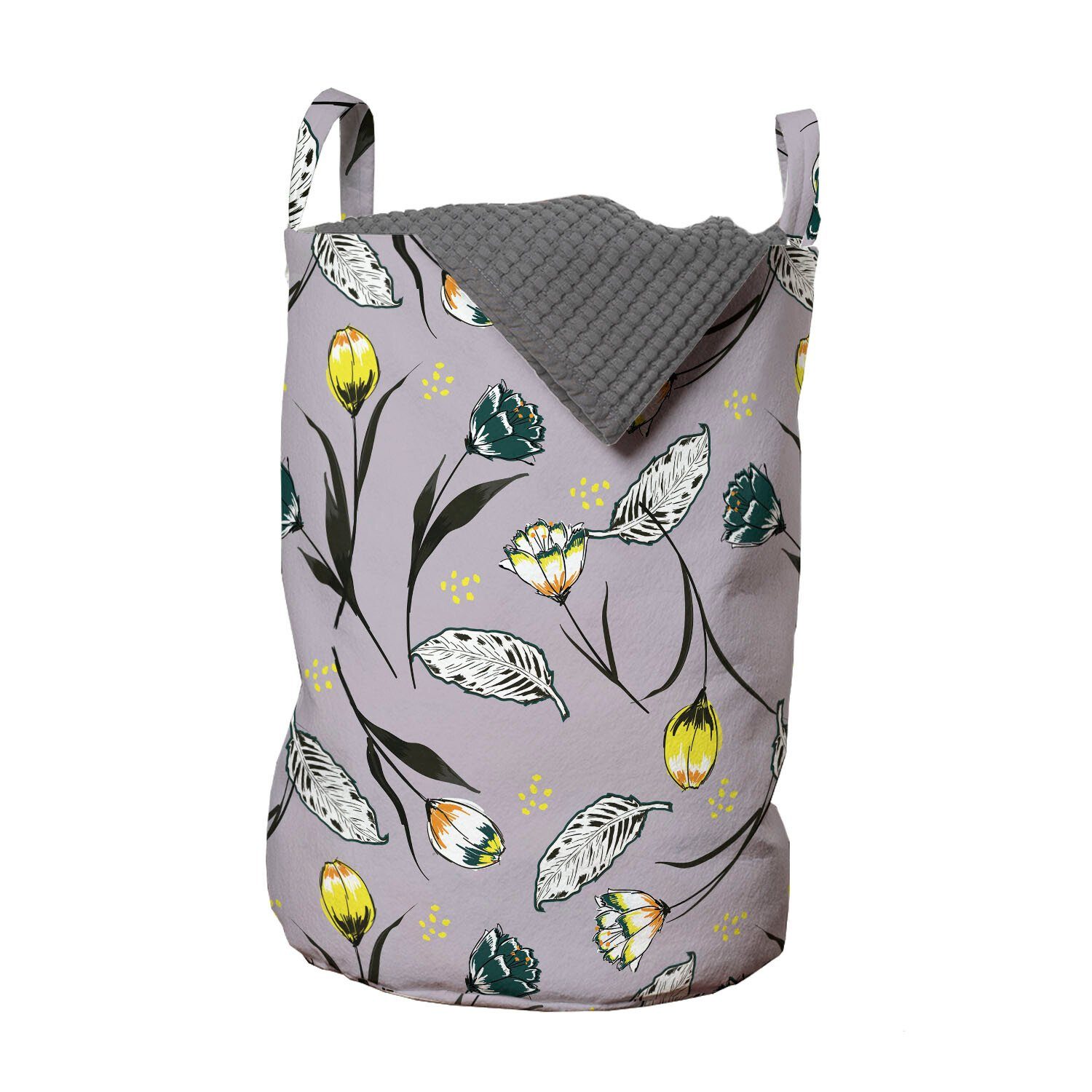 Abakuhaus Wäschesäckchen Wäschekorb mit Griffen Kordelzugverschluss für Waschsalons, Blumen Zufällige Anordnung der Blumen-Kunst