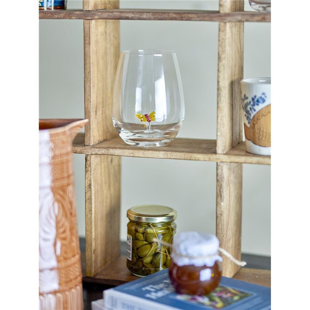 Bloomingville Glas Misa Trinkglas, Glas, 560ml, mit Schmetterlingdekor im Inneren
