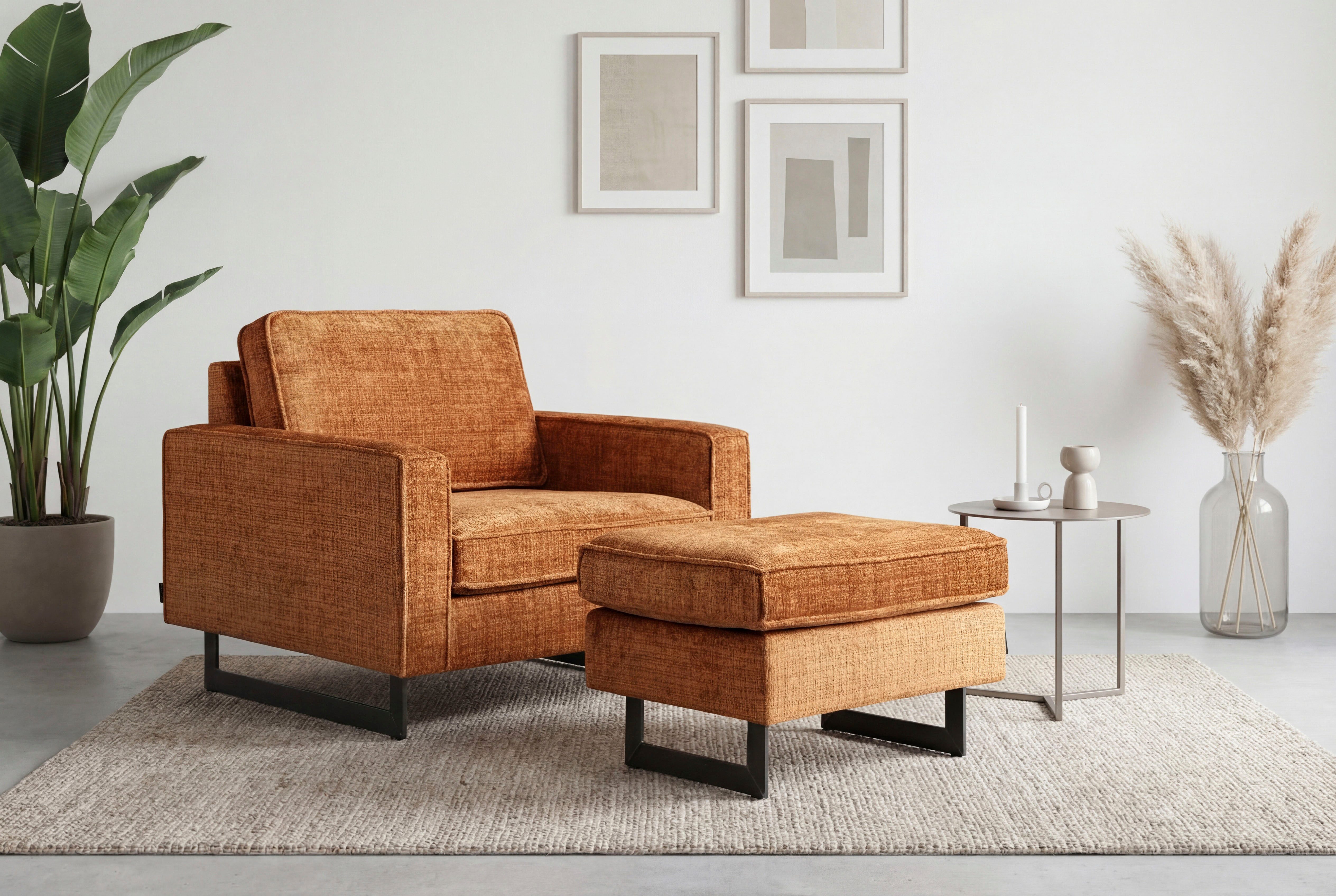 Home affaire Loveseat Pinto 105 cm, Cord, Chenille, Lederoptik, mit Keder, Metallfüßen und auch in Cord Bezug erhältlich