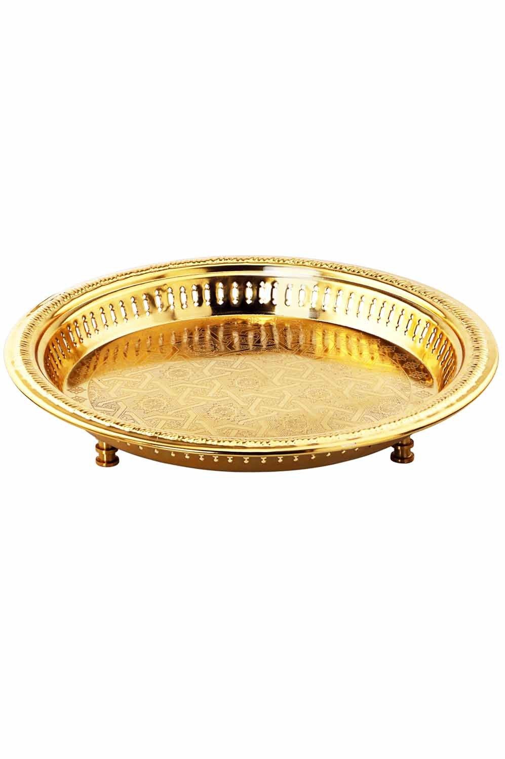 Dekotablett Orientalisches Tablett Serviertablett Juman 40cm Gold