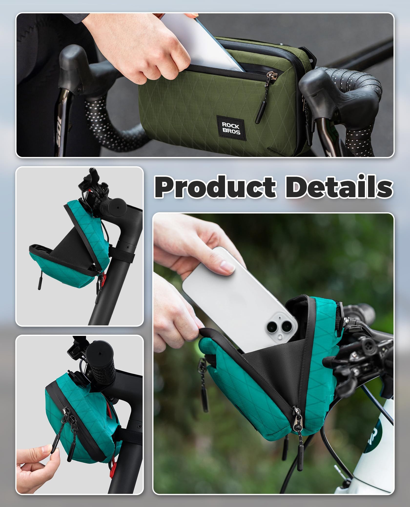 ROCKBROS Fahrradtasche Fahrradtasche Vorne Lenker mit Schultergurt (2,1L Kapazität), für Klapprad, Rennrad, MTB, Gravel Bike e Scooter