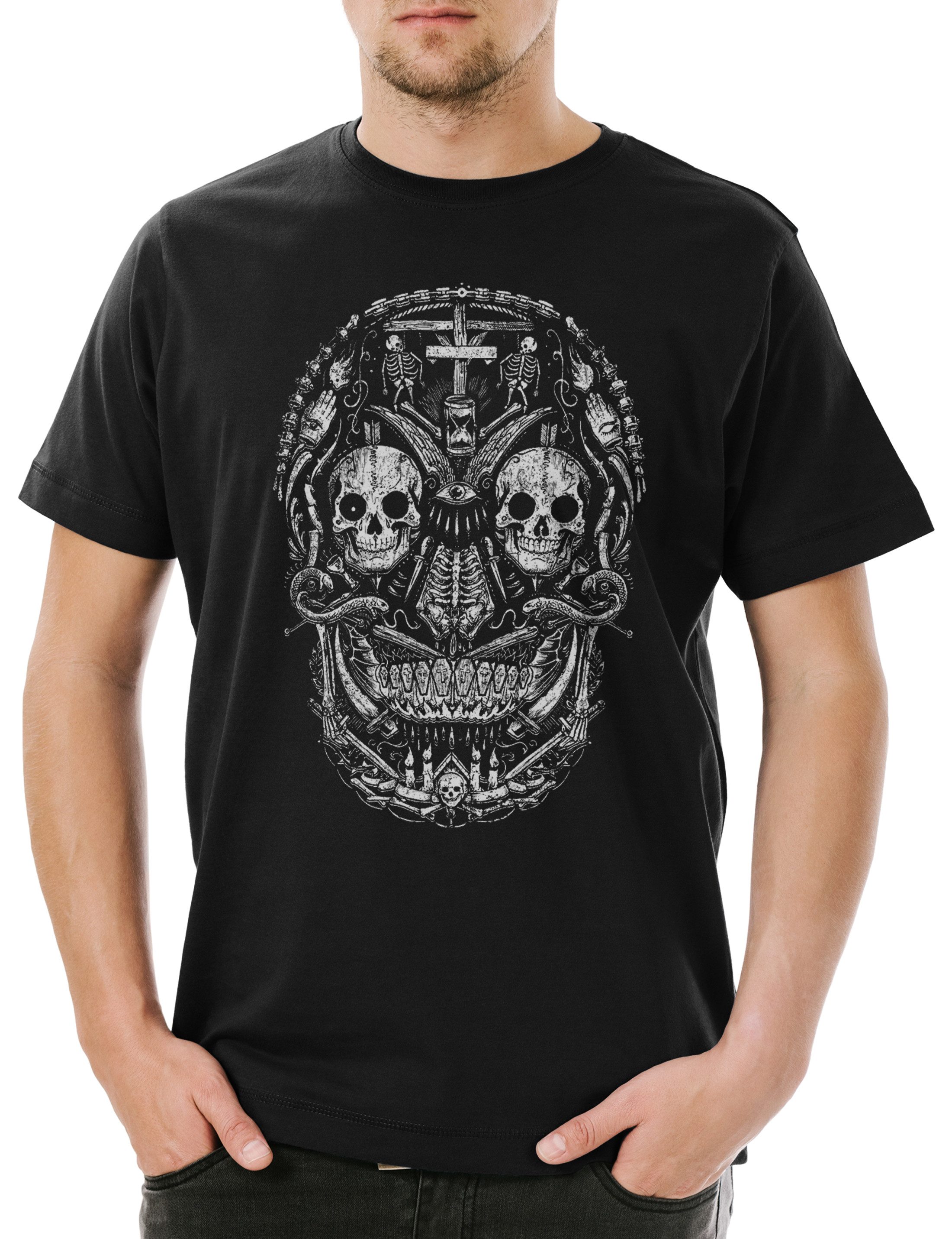 Print-Shirt Mexican Skull I Herren T-Shirt Schädel Sugar Gang Latino Mexico Tattoo