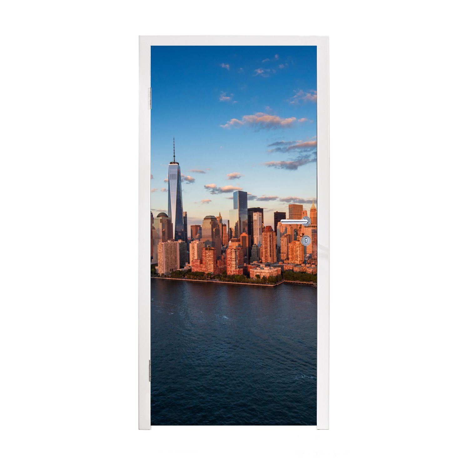MuchoWow Türtapete New York - Skyline - Boot, Matt, bedruckt, (1 St), Fototapete für Tür, Türaufkleber, 75x205 cm