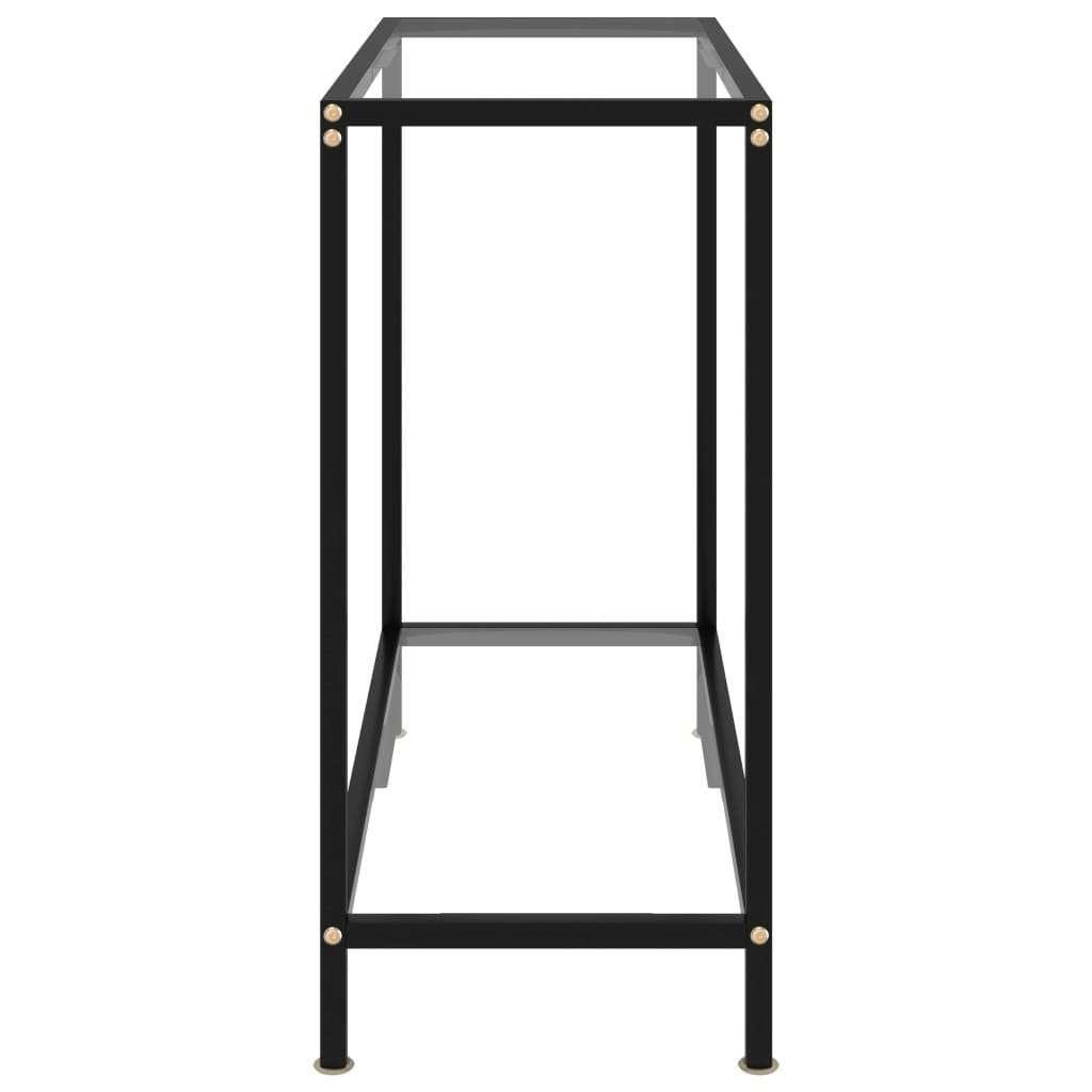 möbelando Beistelltisch Andernach (LxBxH: cm), mit Schwarz und Stahl in aus 80x35x75 Glasböden Transparent